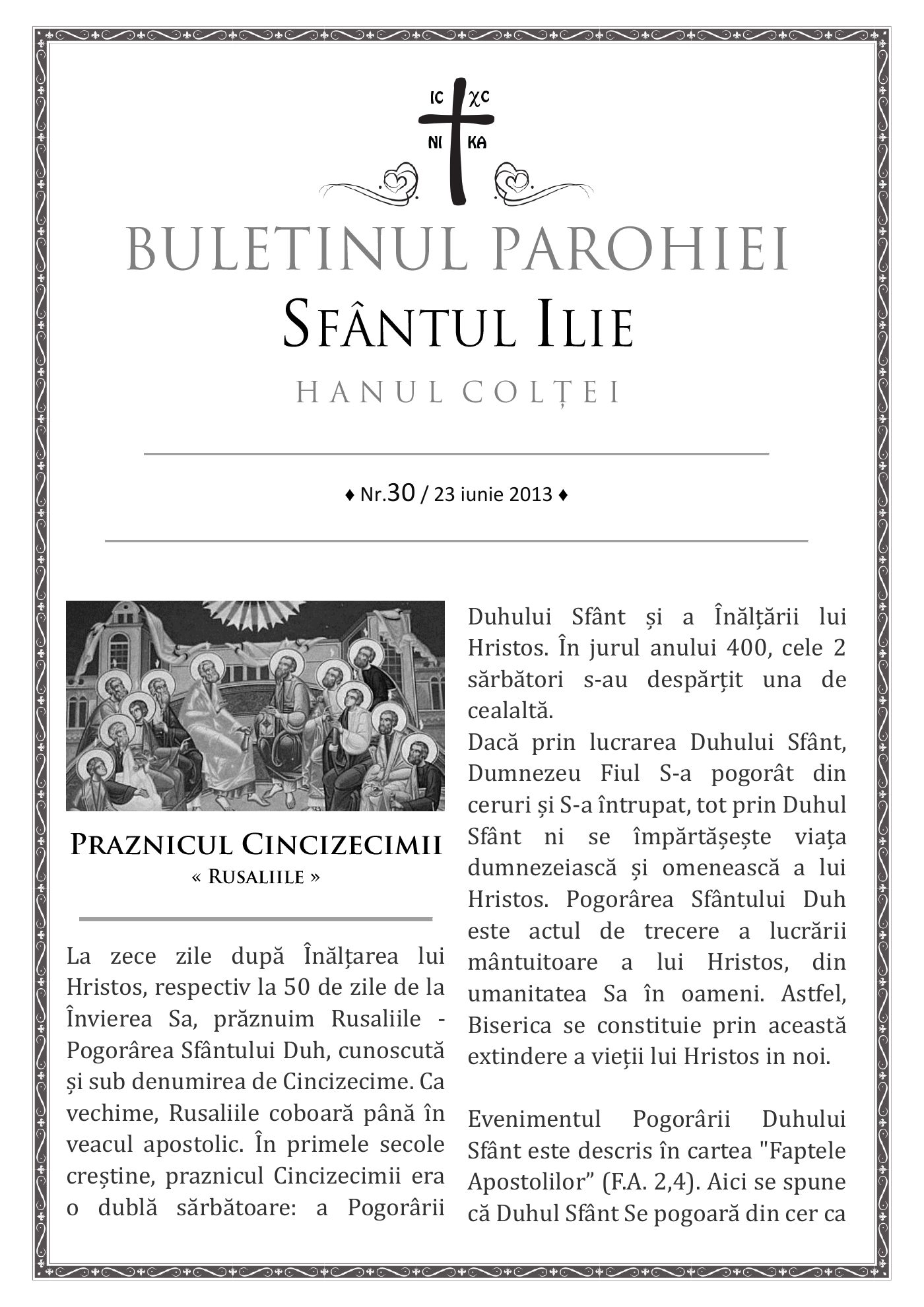 Pagina întâi a numărului 30