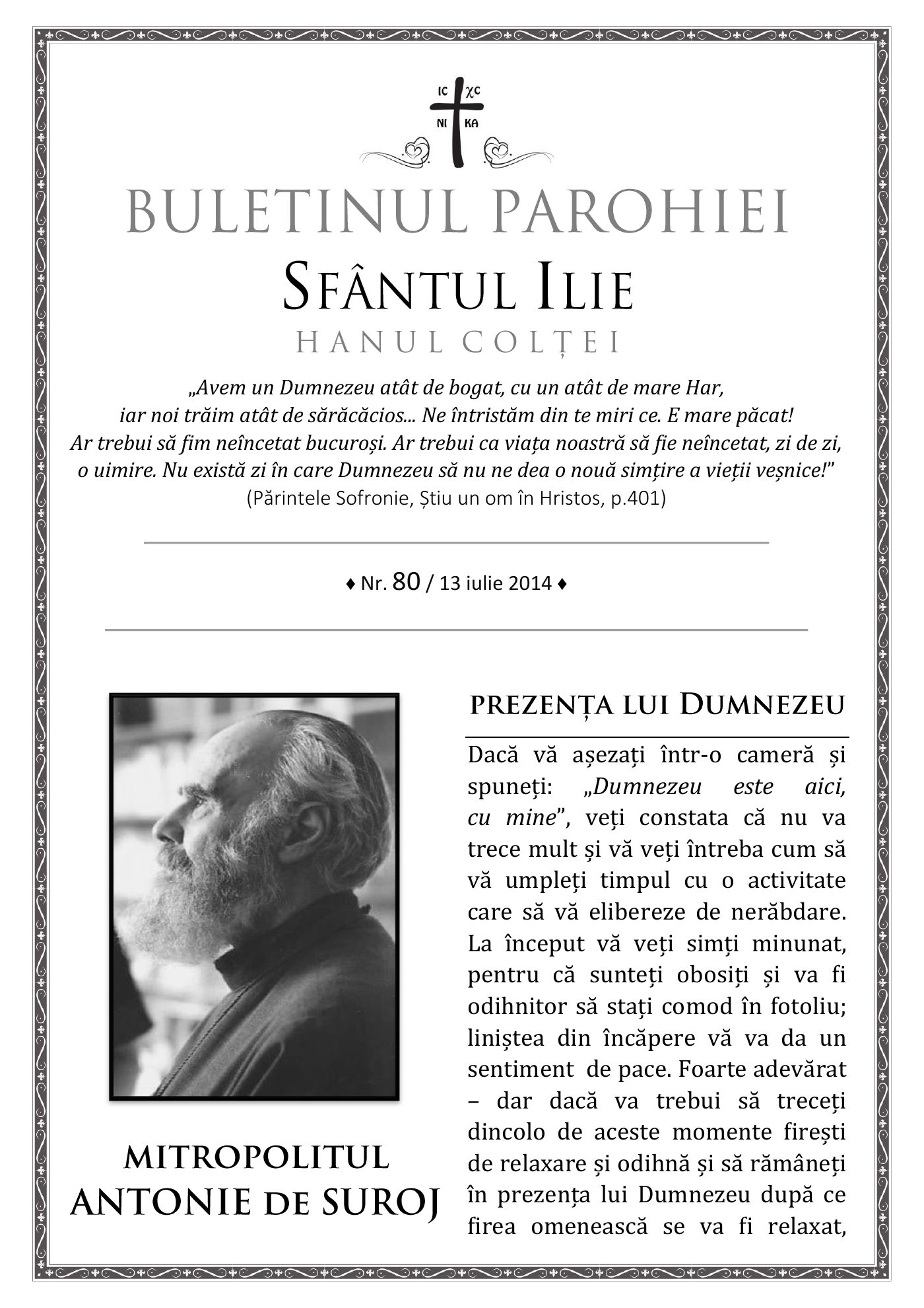 Pagina întâi a numărului 80