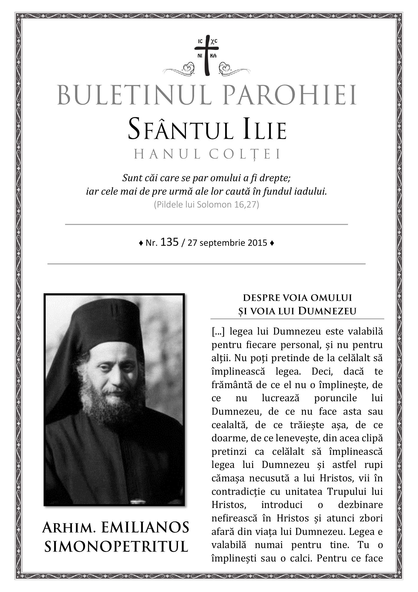 Pagina întâi a numărului 135