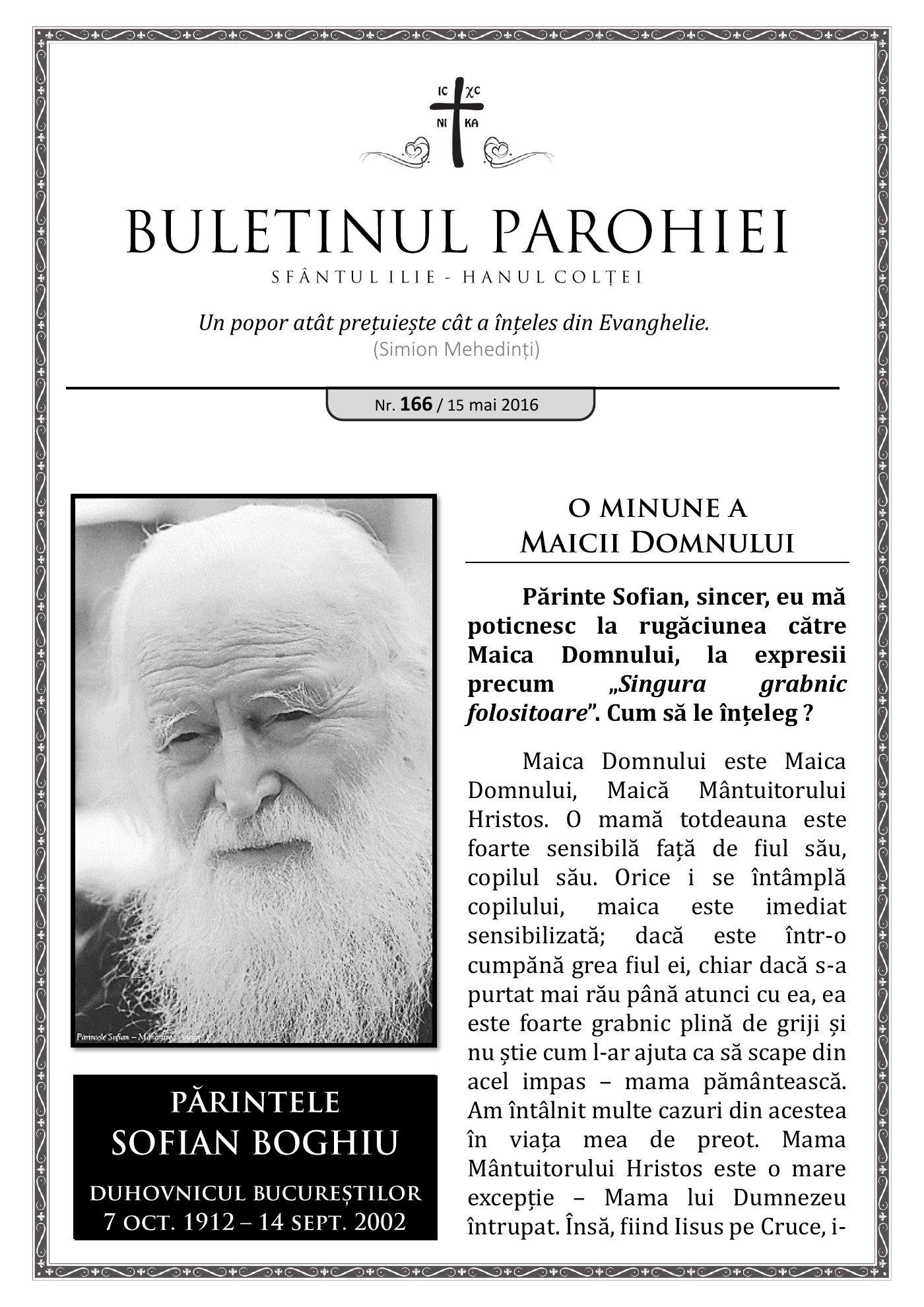 Pagina întâi a numărului 166