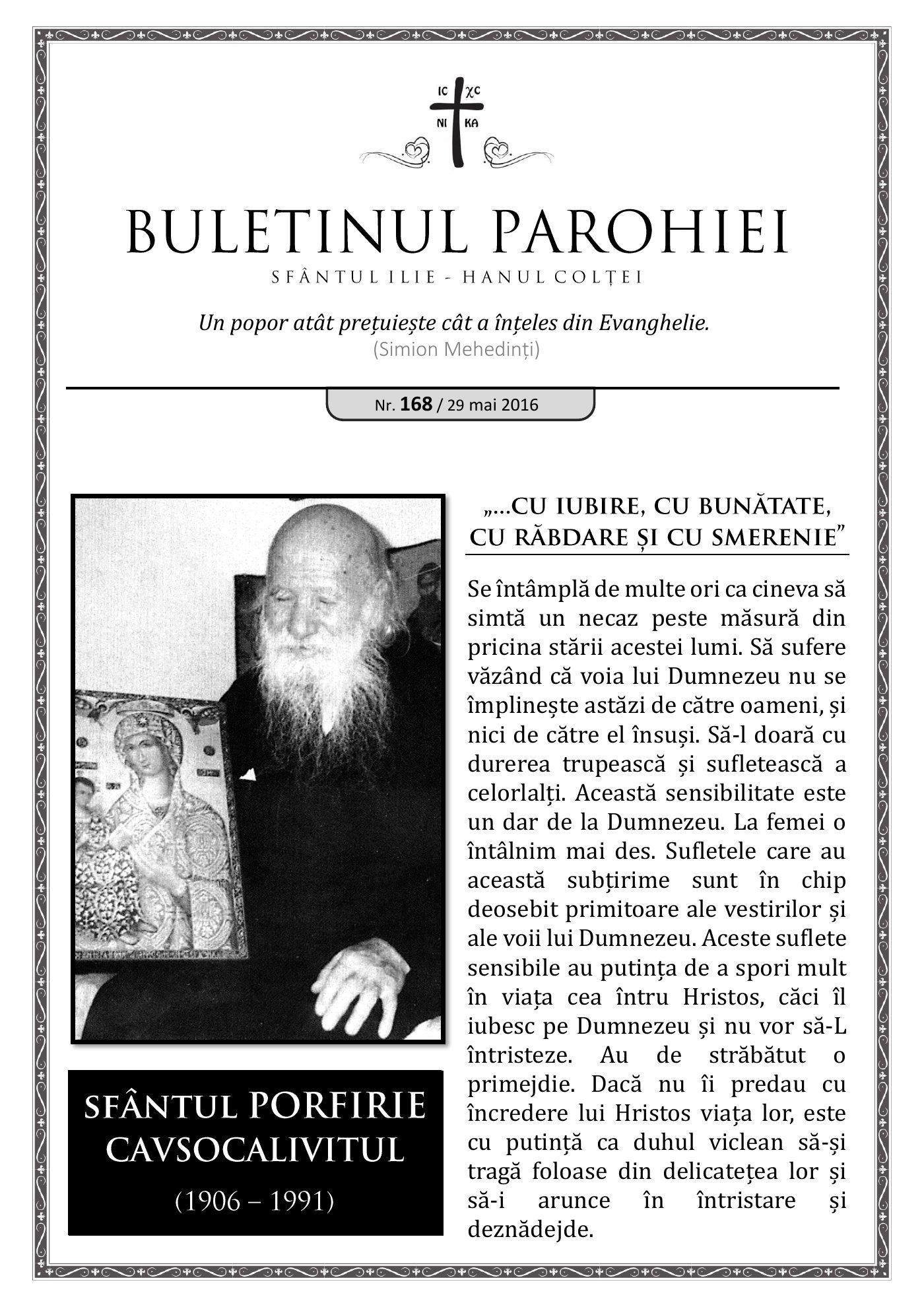 Pagina întâi a numărului 168