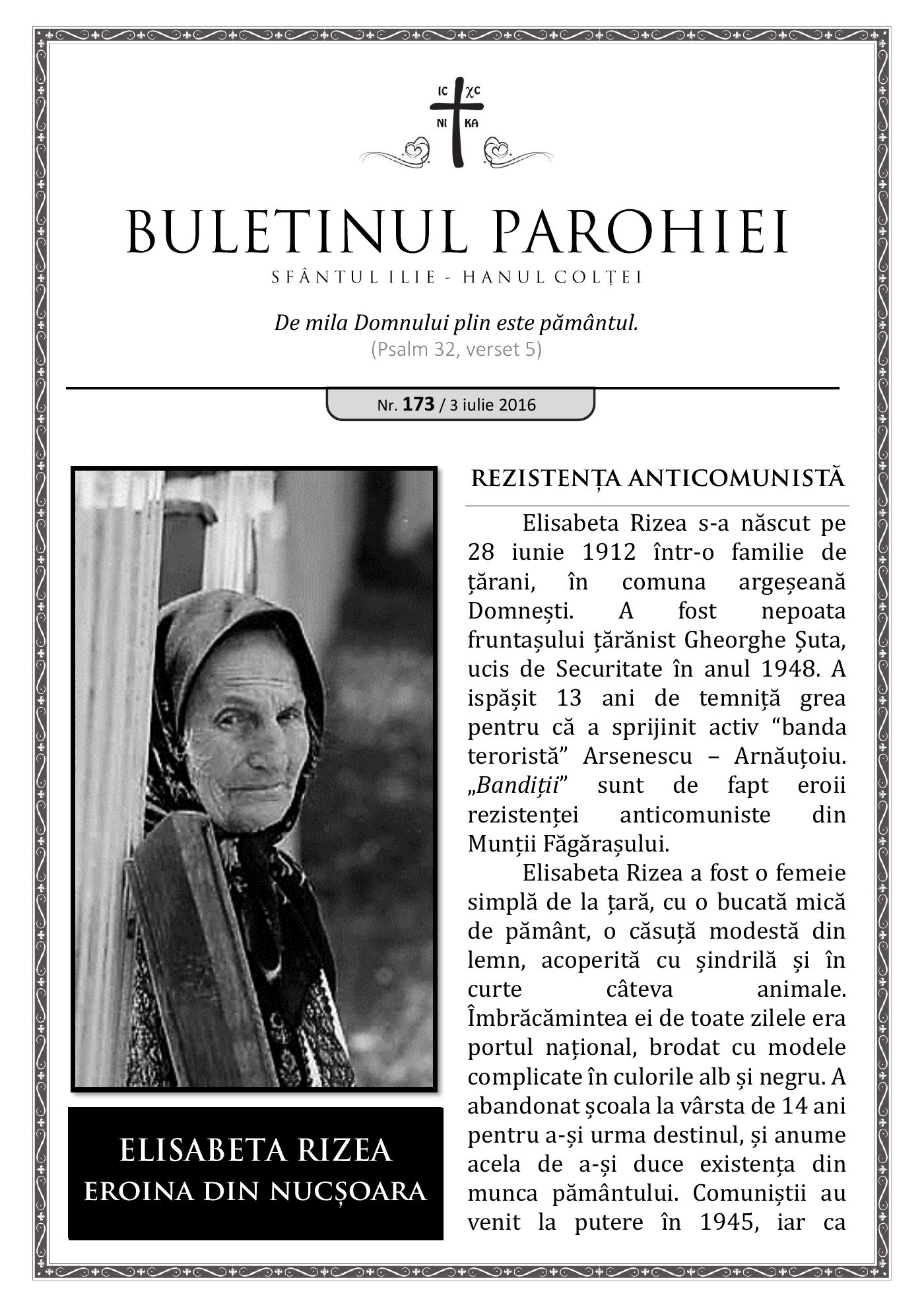 Pagina întâi a numărului 173