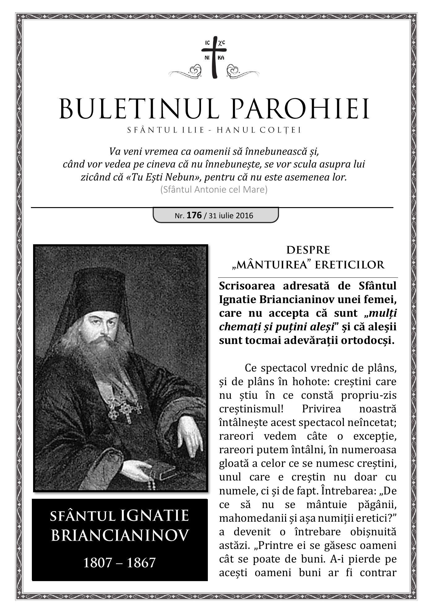 Pagina întâi a numărului 176