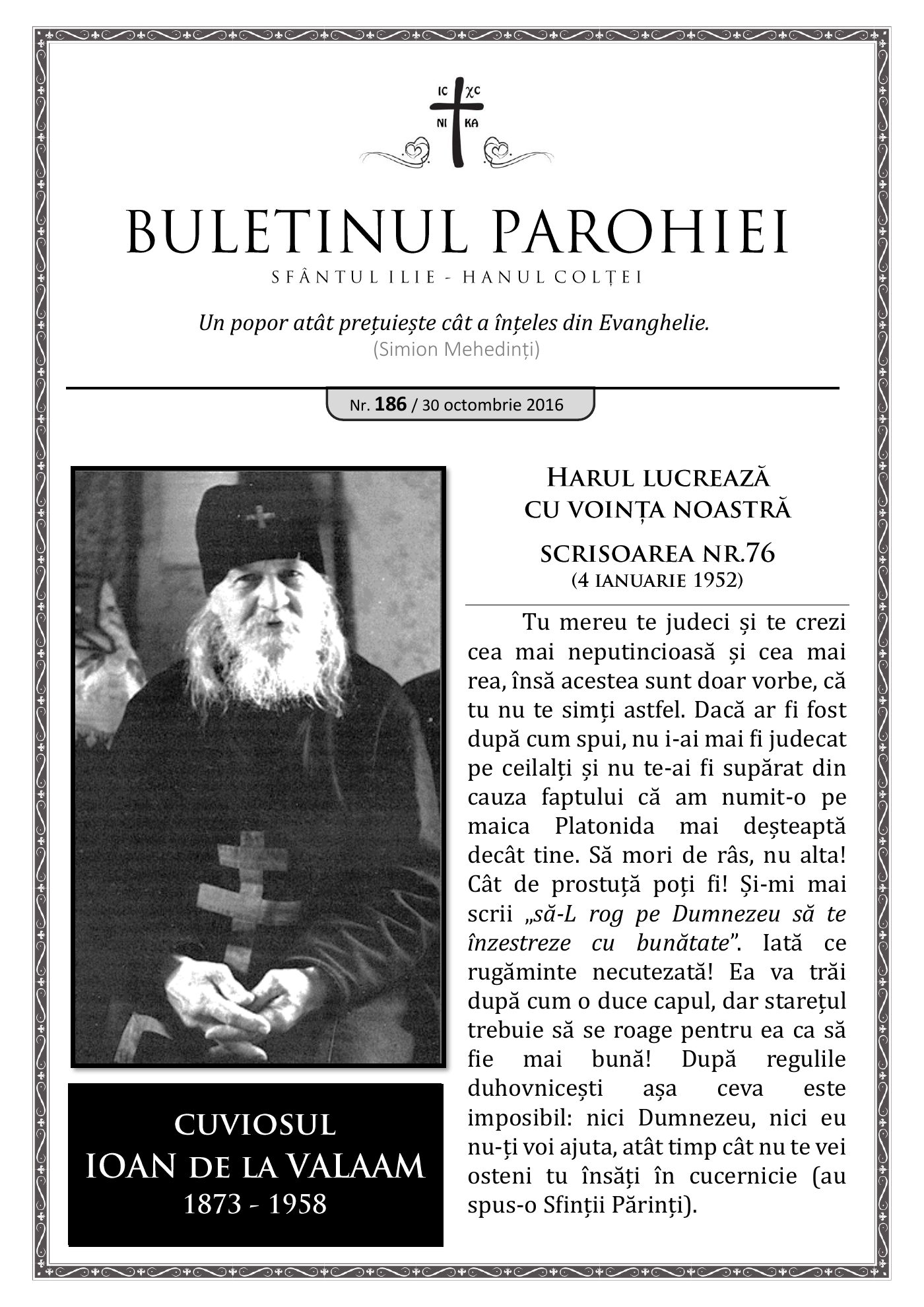 Pagina întâi a numărului 186