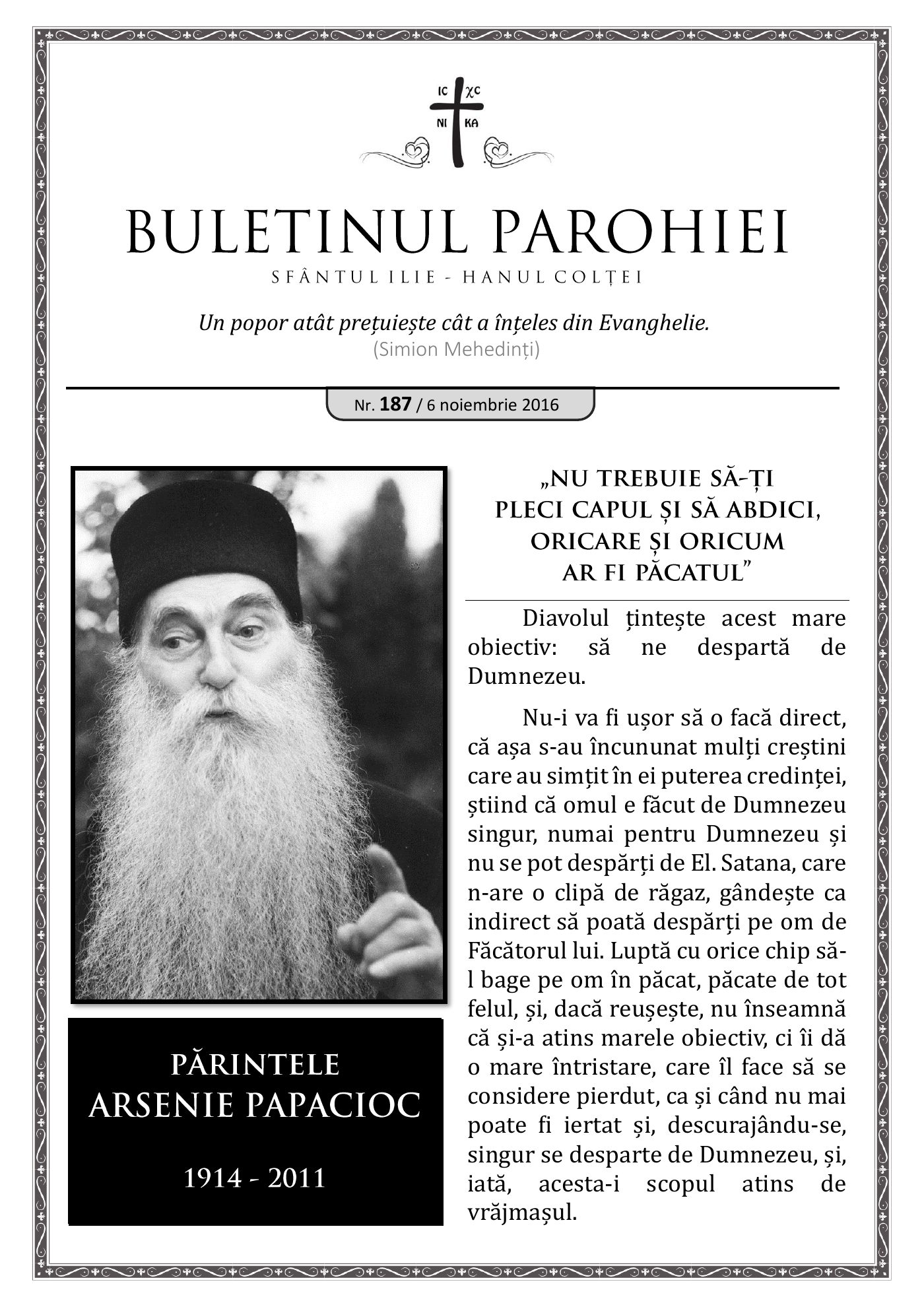 Pagina întâi a numărului 187