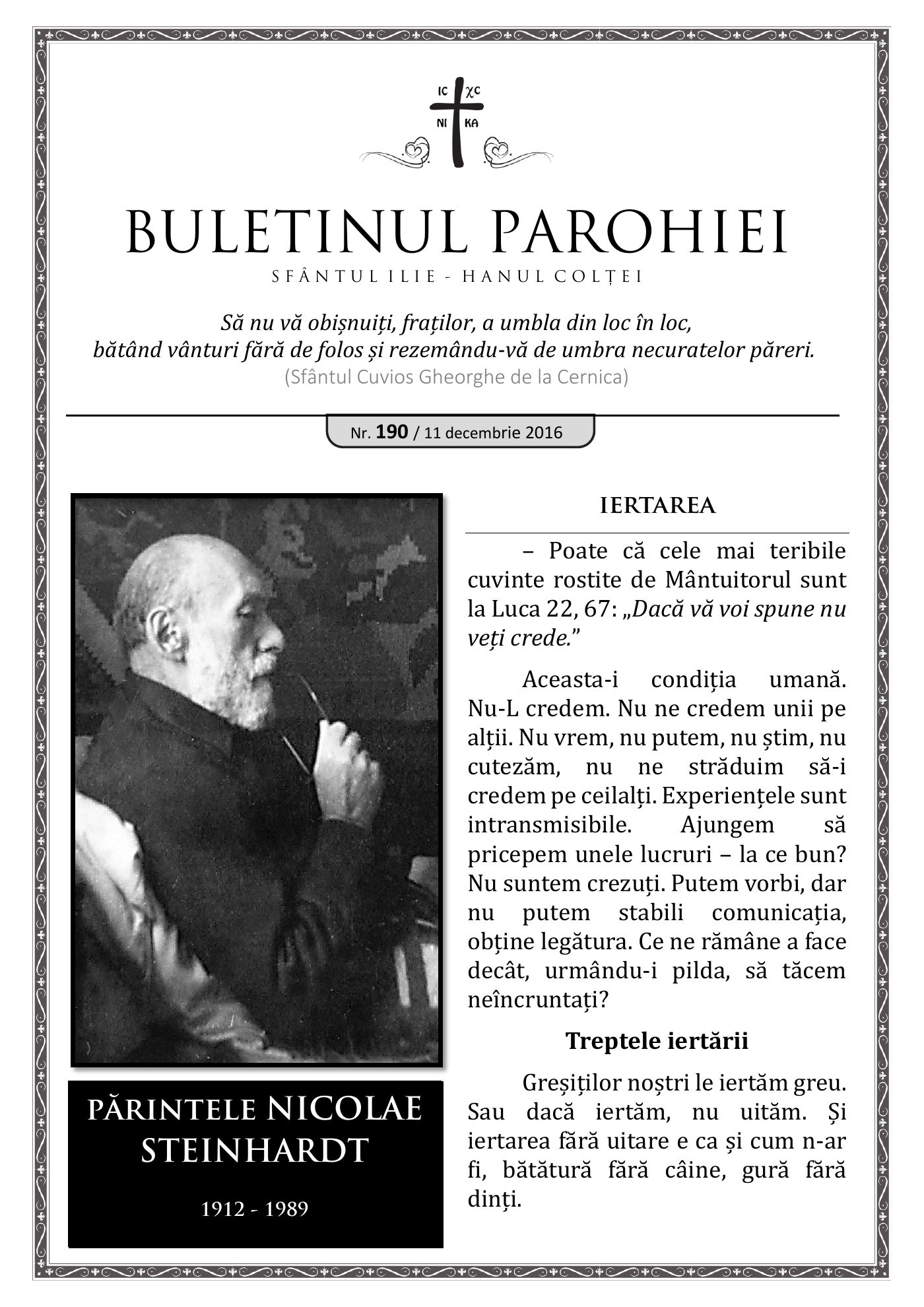 Pagina întâi a numărului 190
