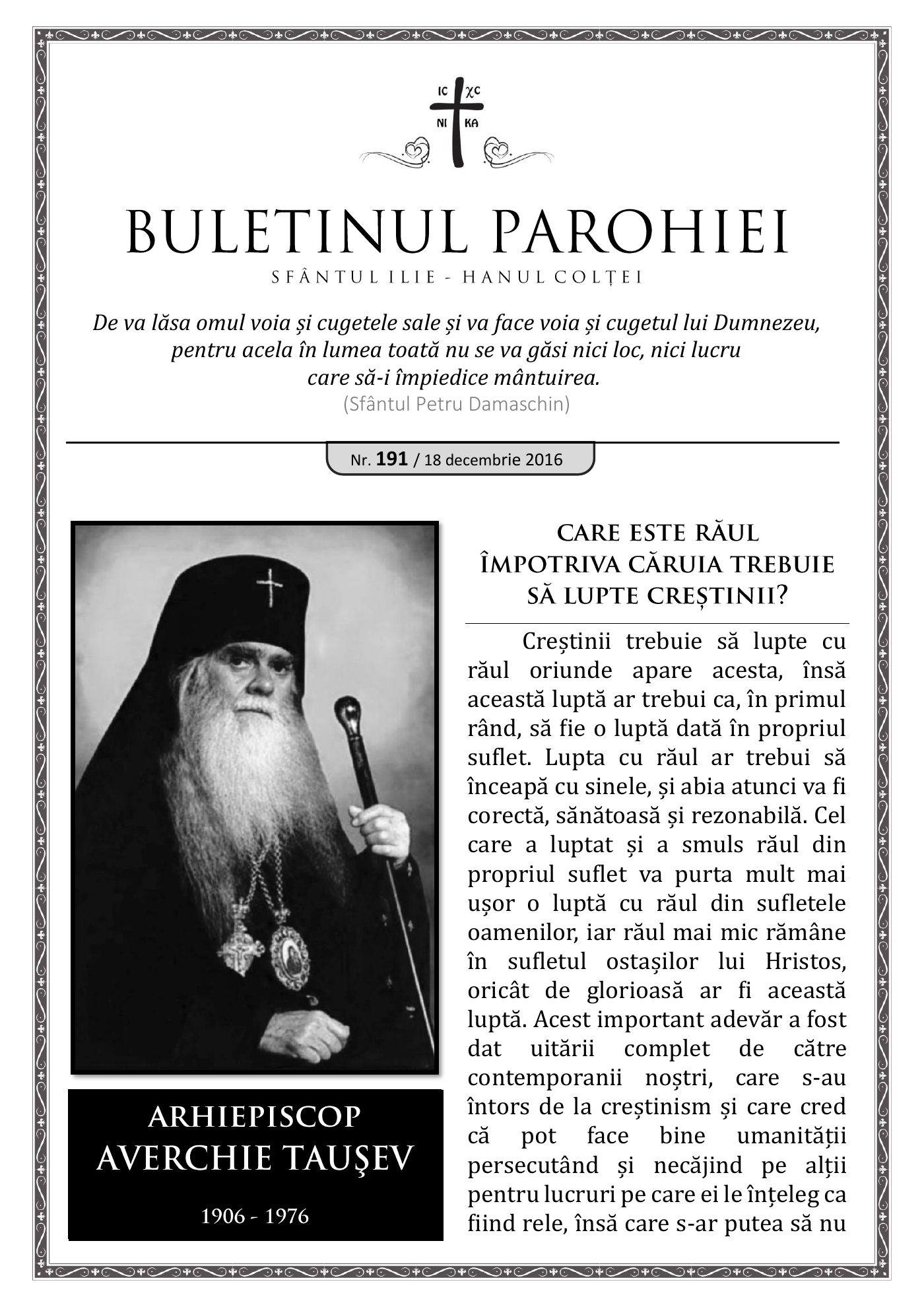 Pagina întâi a numărului 191