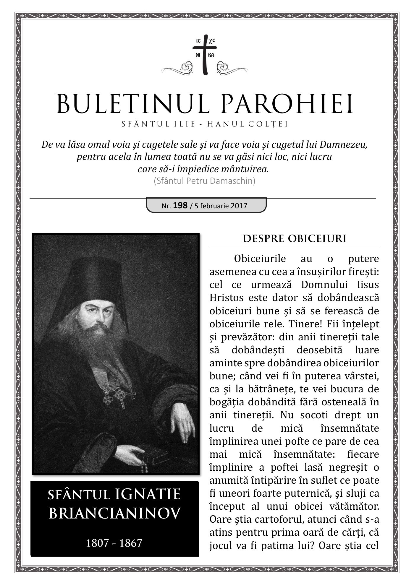 Pagina întâi a numărului 198