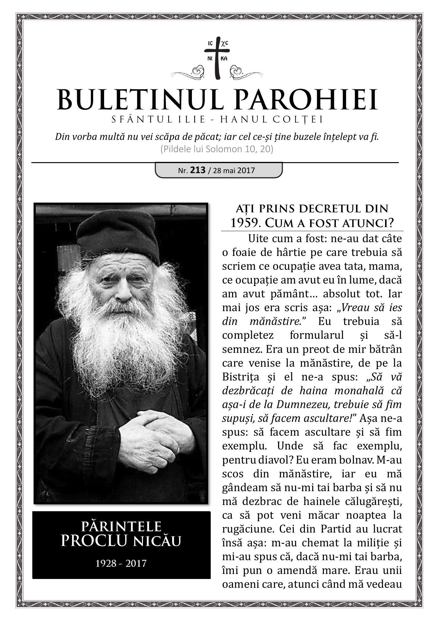 Pagina întâi a numărului 213