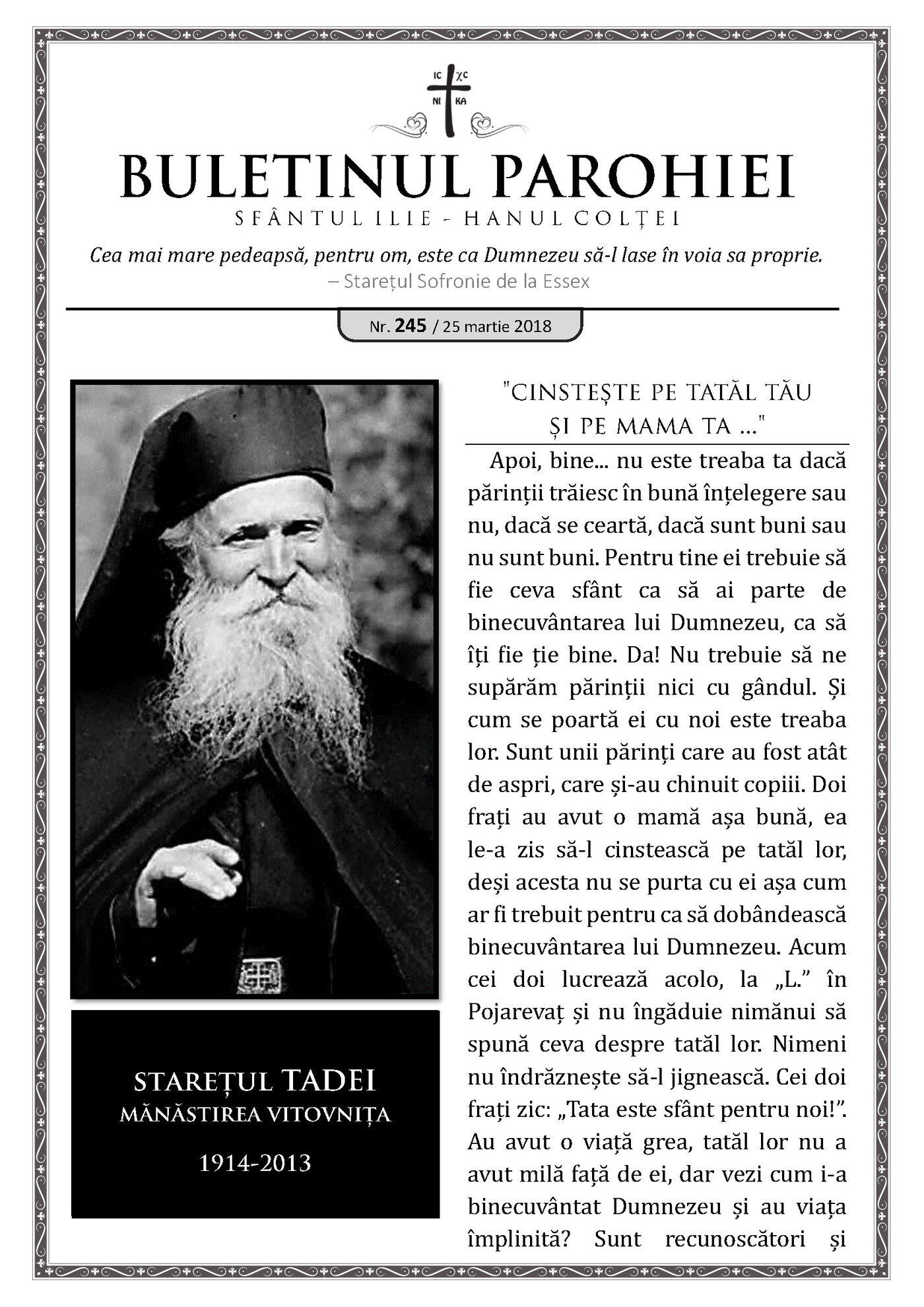 Pagina întâi a numărului 245