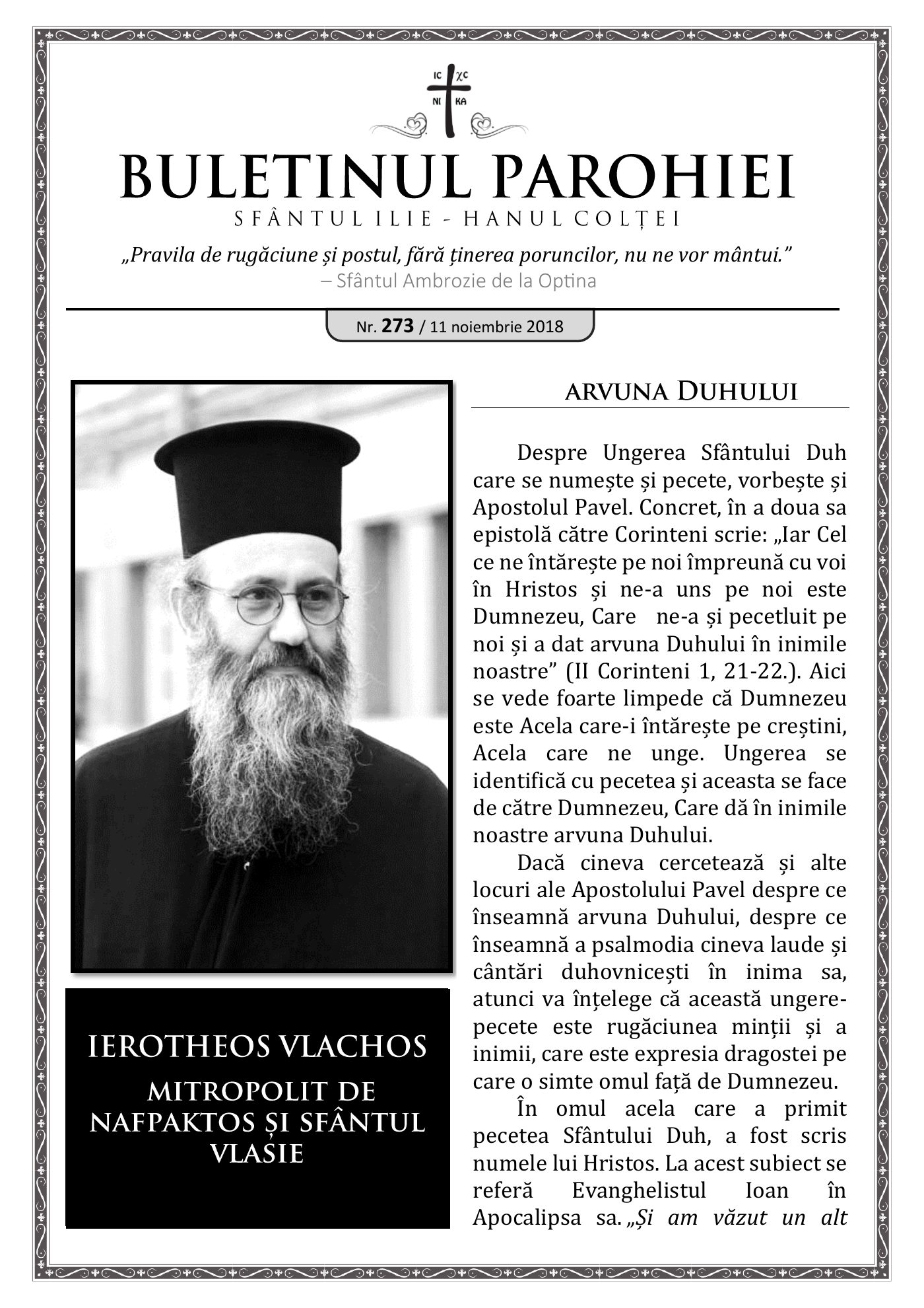 Pagina întâi a numărului 273