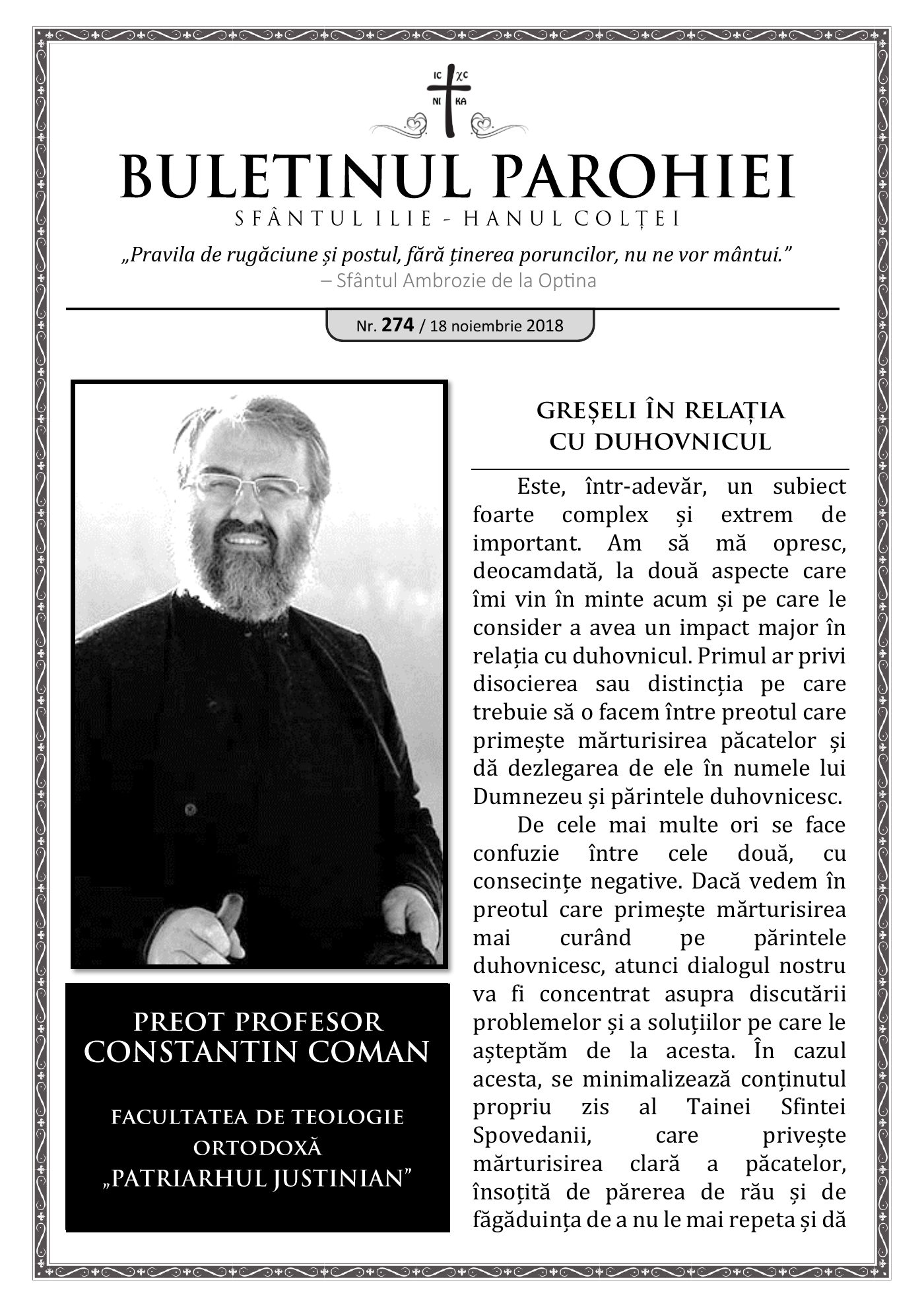 Pagina întâi a numărului 274
