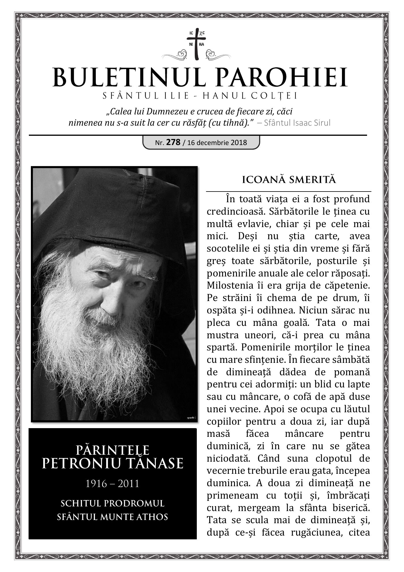Pagina întâi a numărului 278