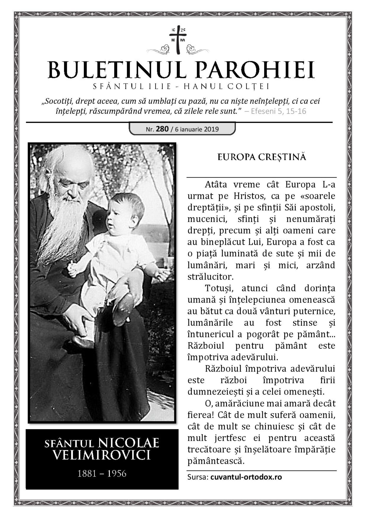 Pagina întâi a numărului 280