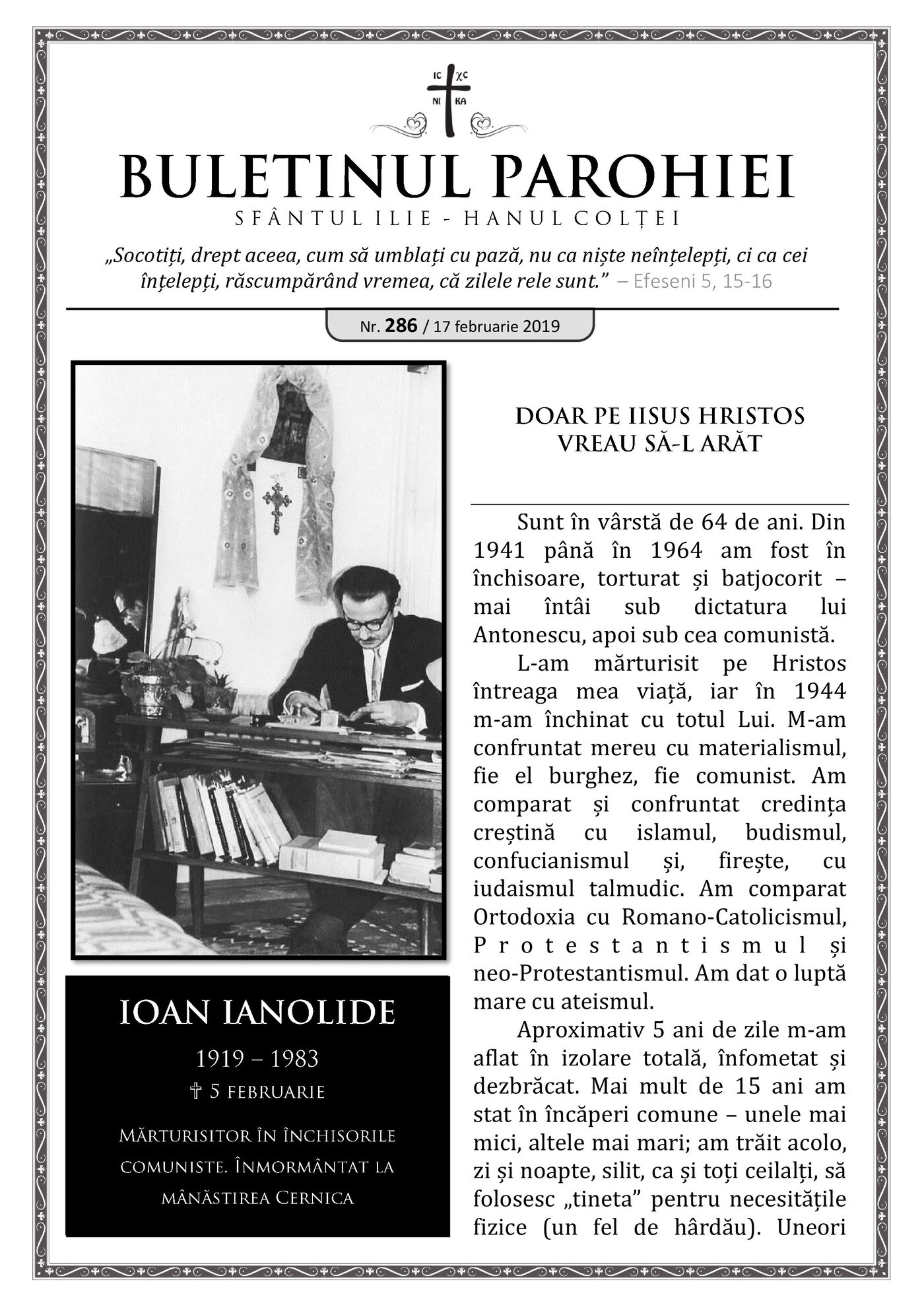 Pagina întâi a numărului 286