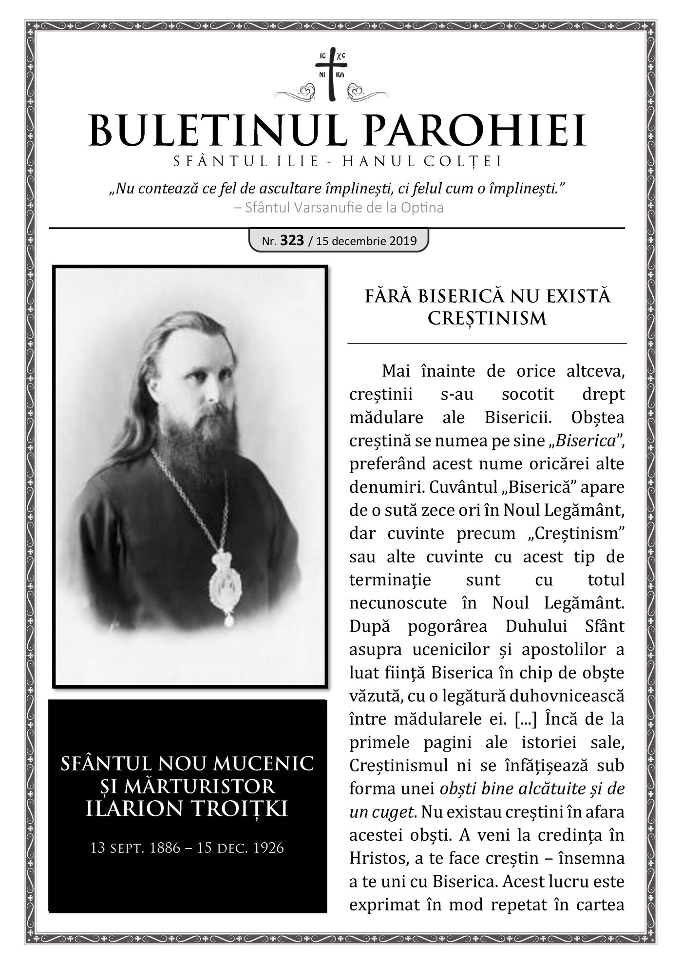 Pagina întâi a numărului 323