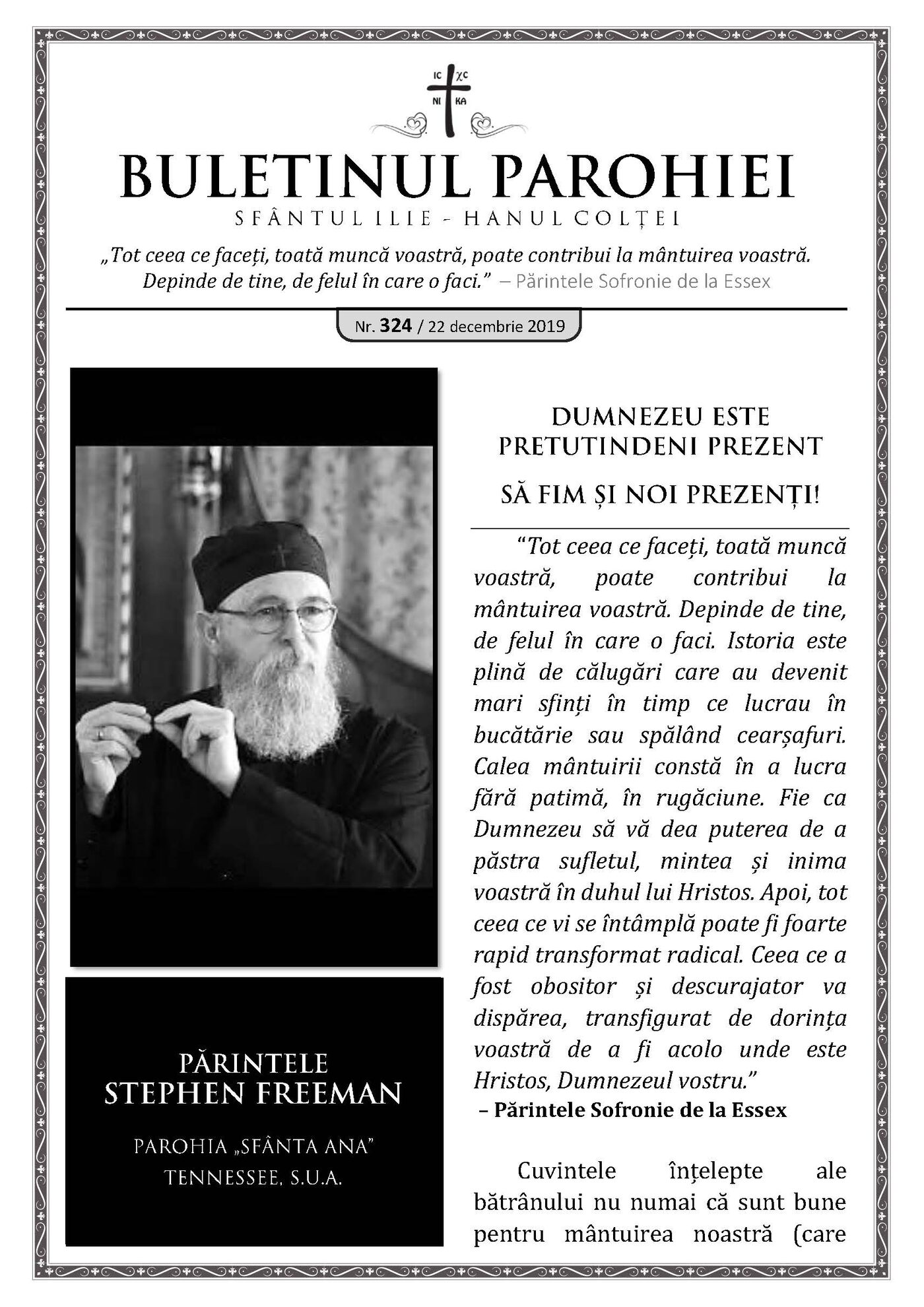 Pagina întâi a numărului 324