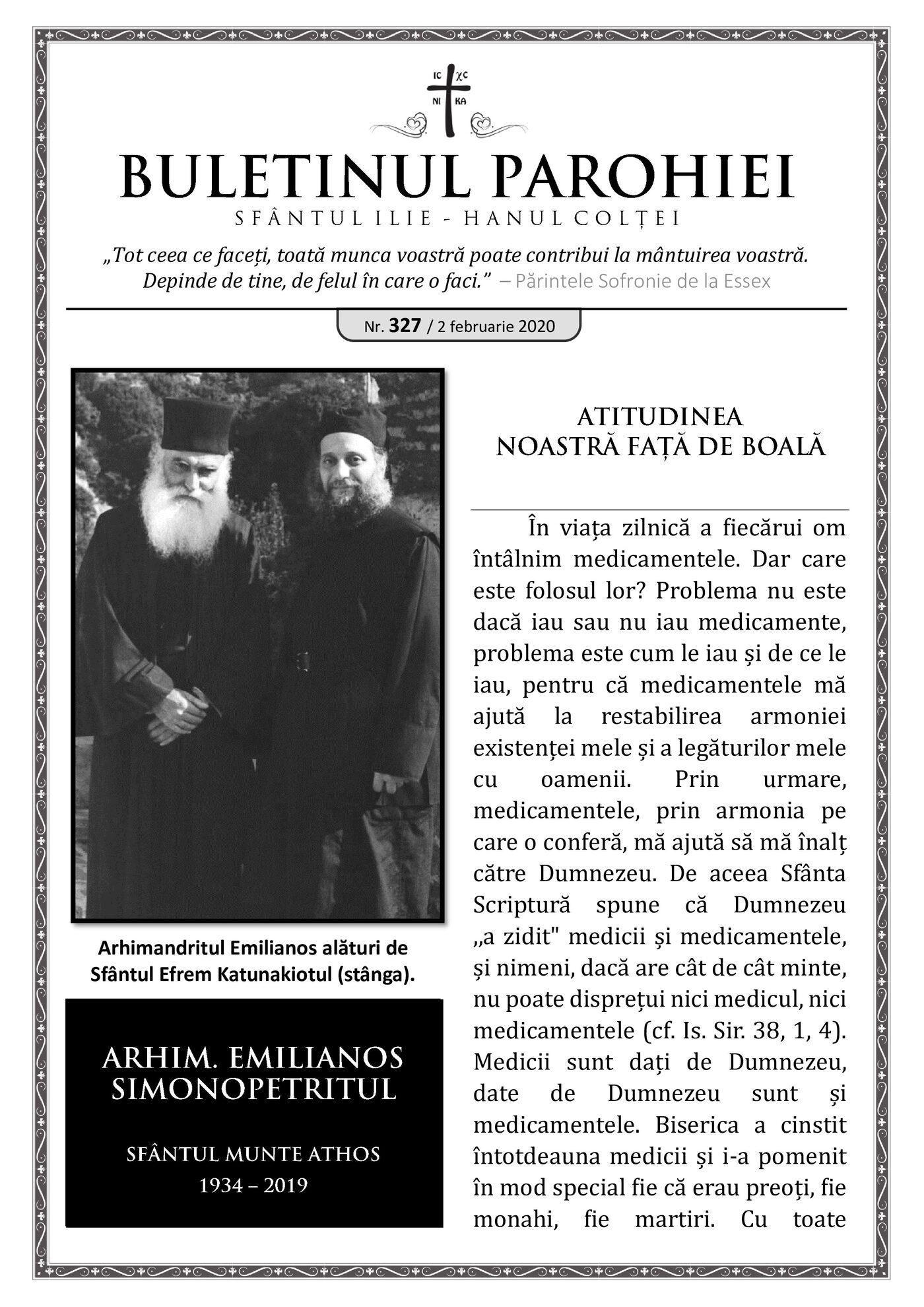 Pagina întâi a numărului 327