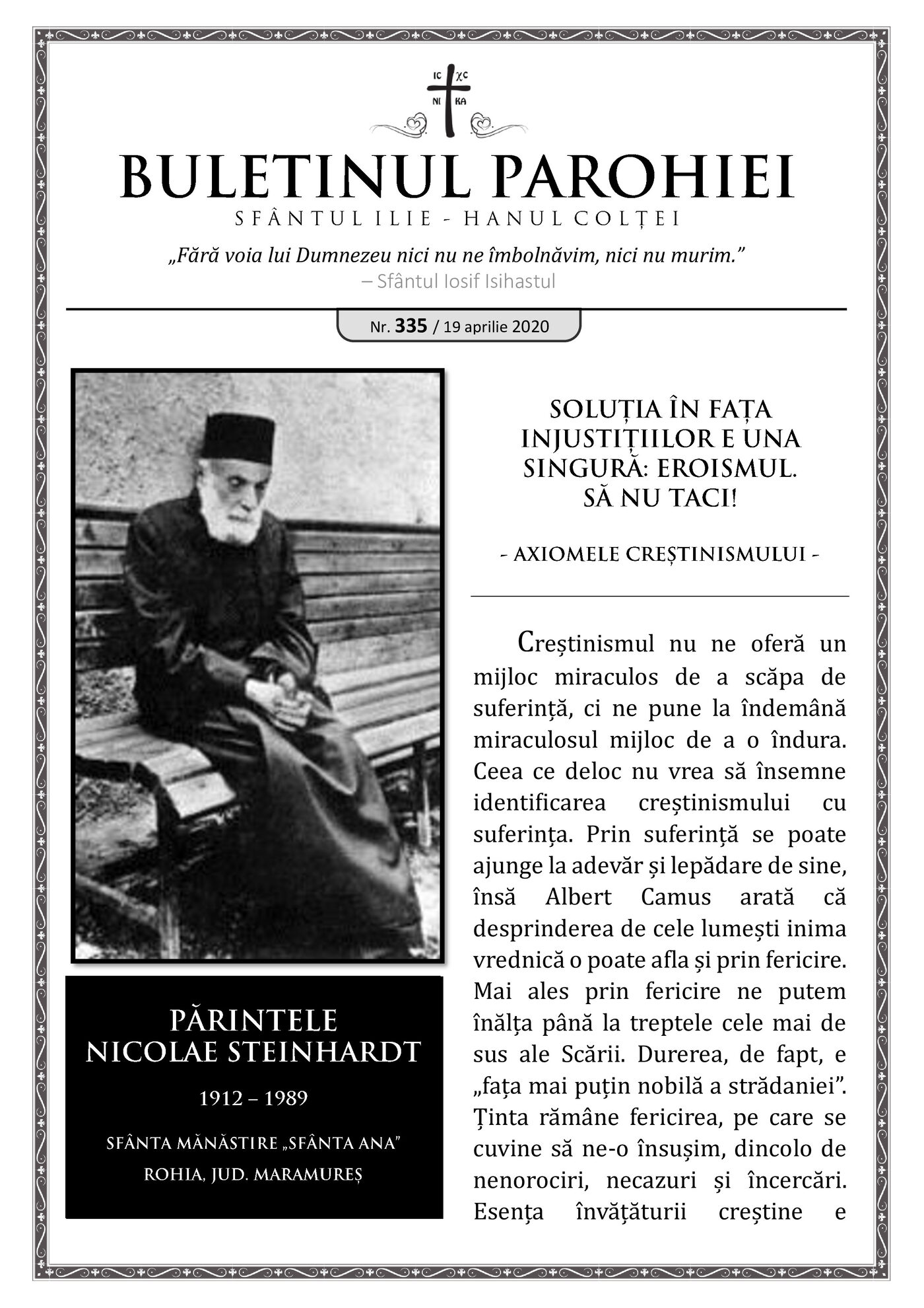 Pagina întâi a numărului 335