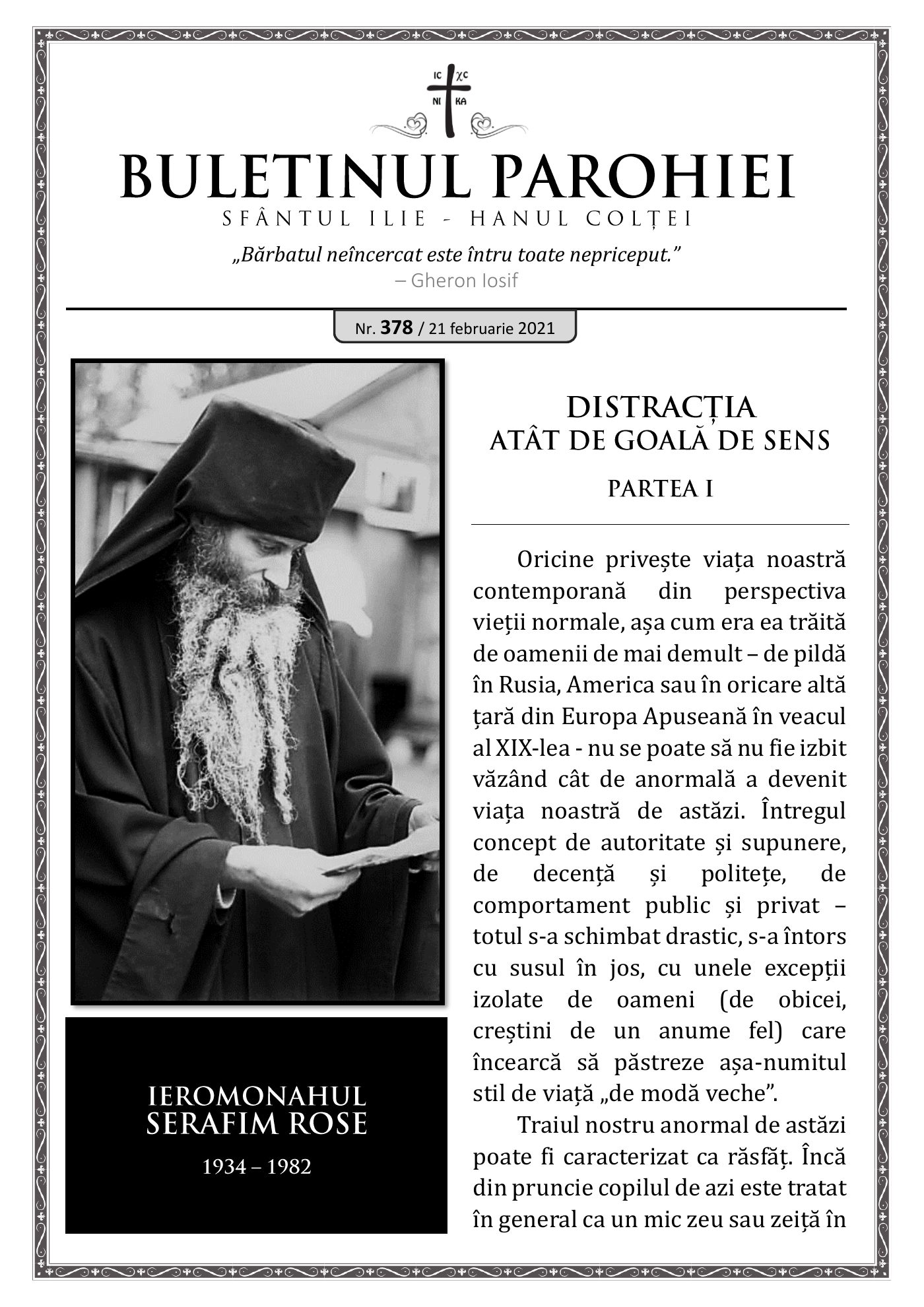 Pagina întâi a numărului 378