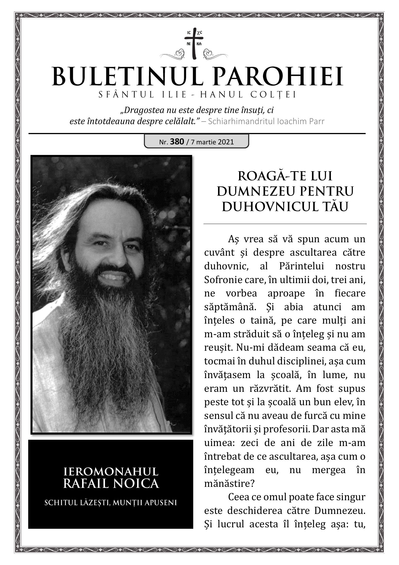 Pagina întâi a numărului 380