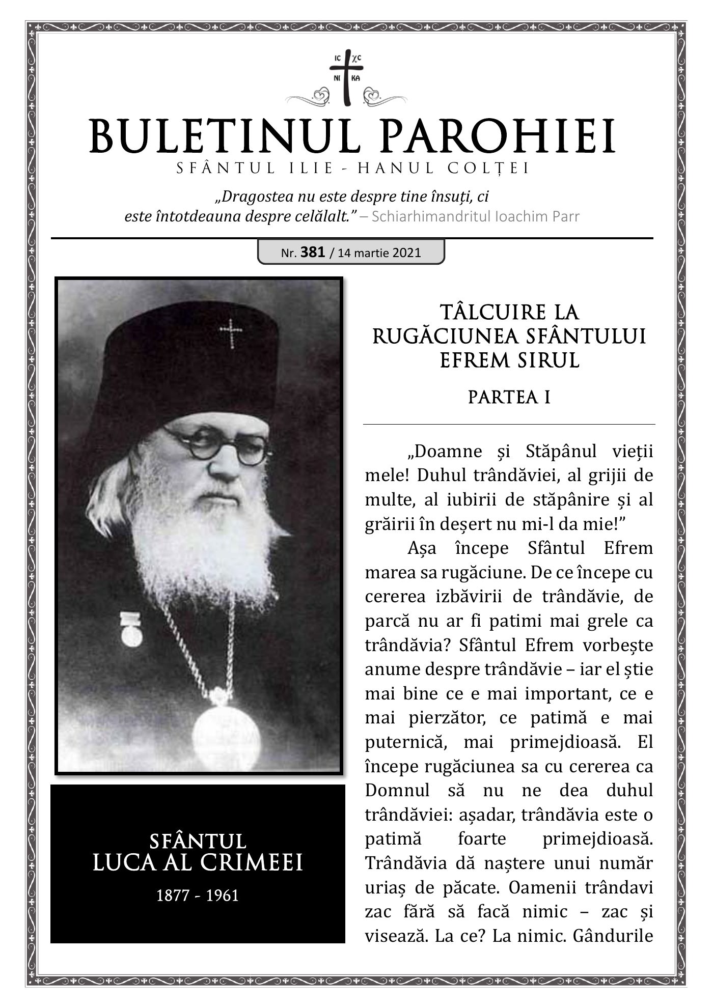 Pagina întâi a numărului 381