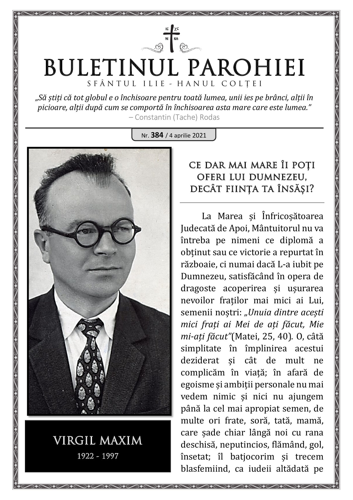 Pagina întâi a numărului 384