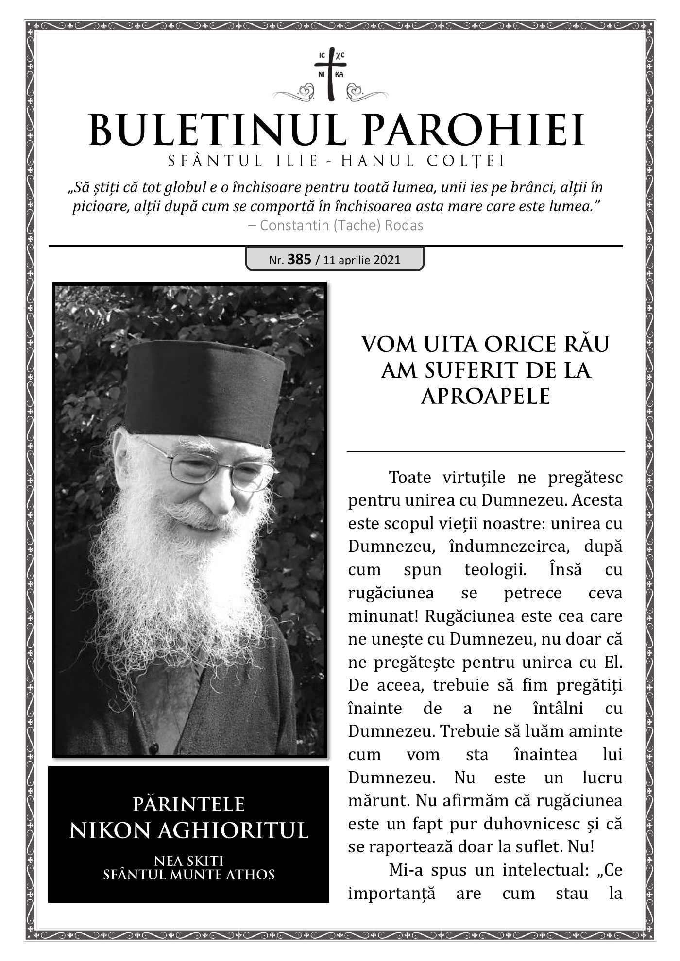 Pagina întâi a numărului 385