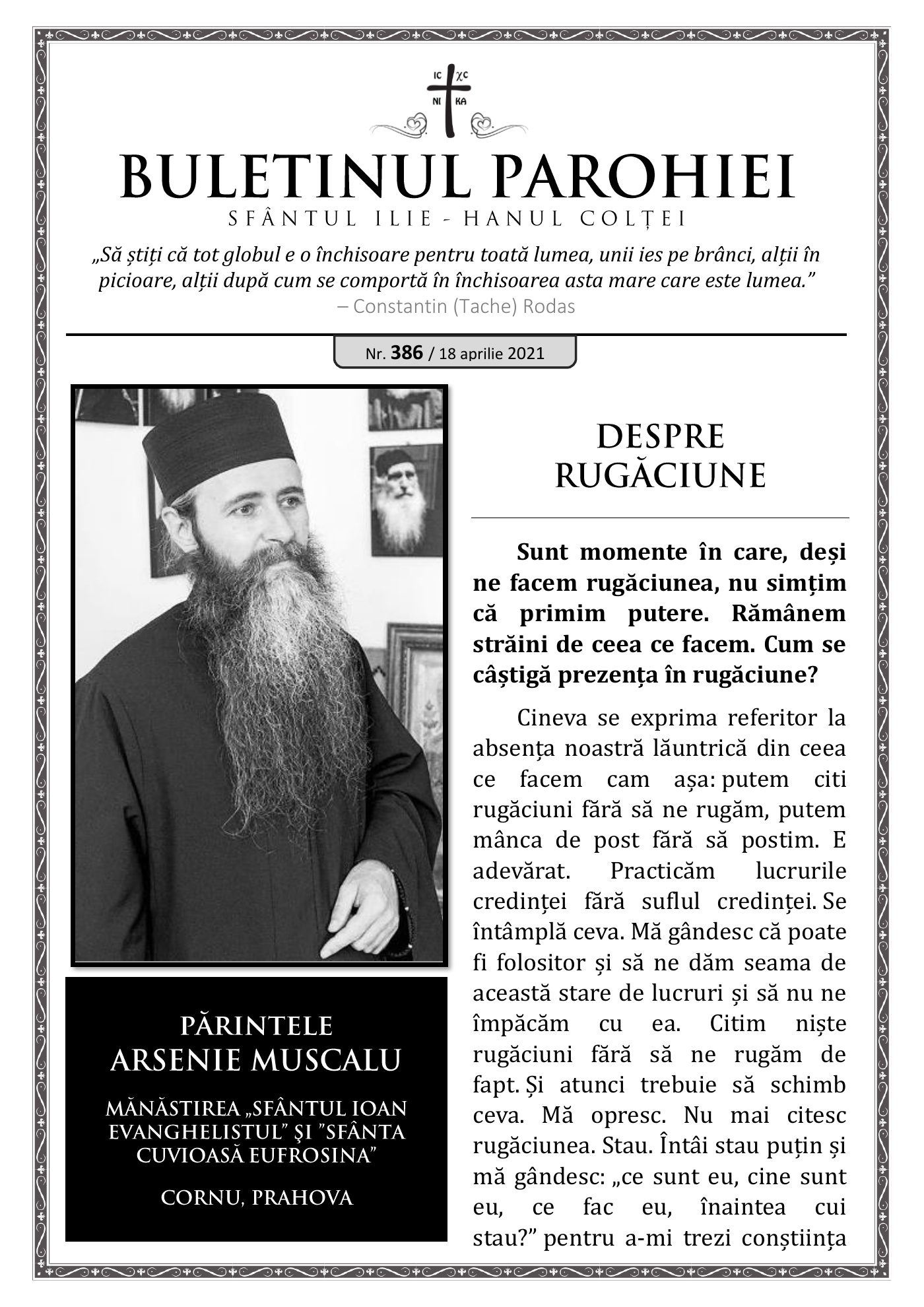 Pagina întâi a numărului 386