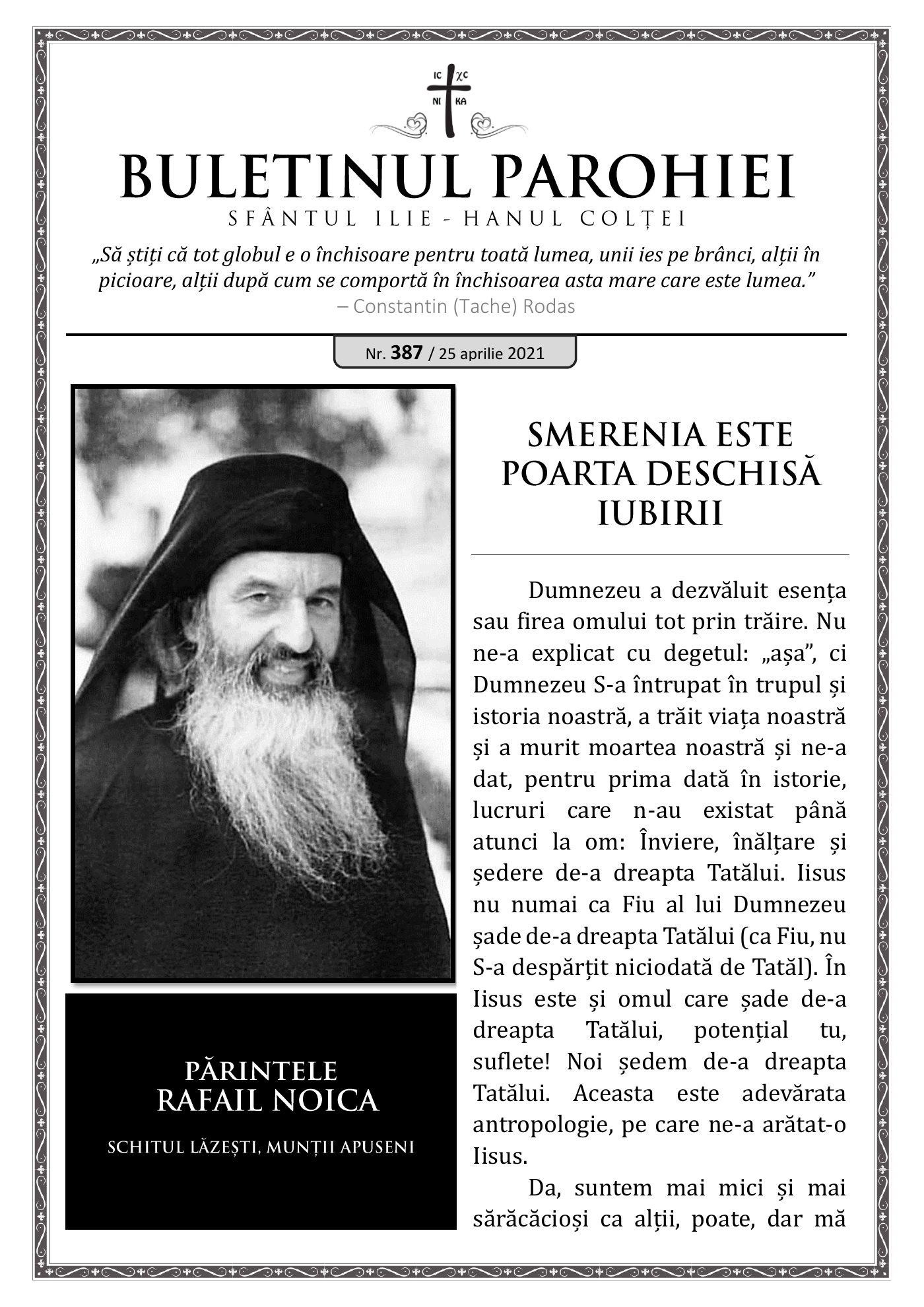 Pagina întâi a numărului 387