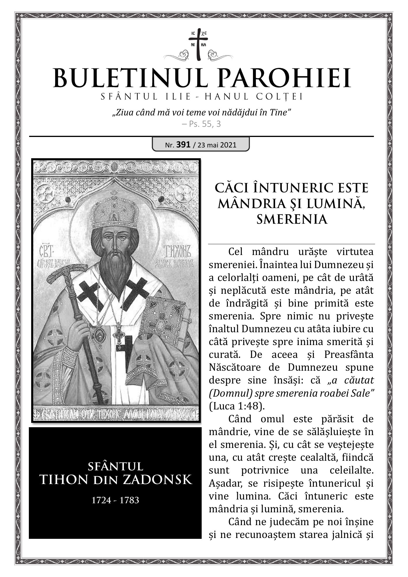 Pagina întâi a numărului 391