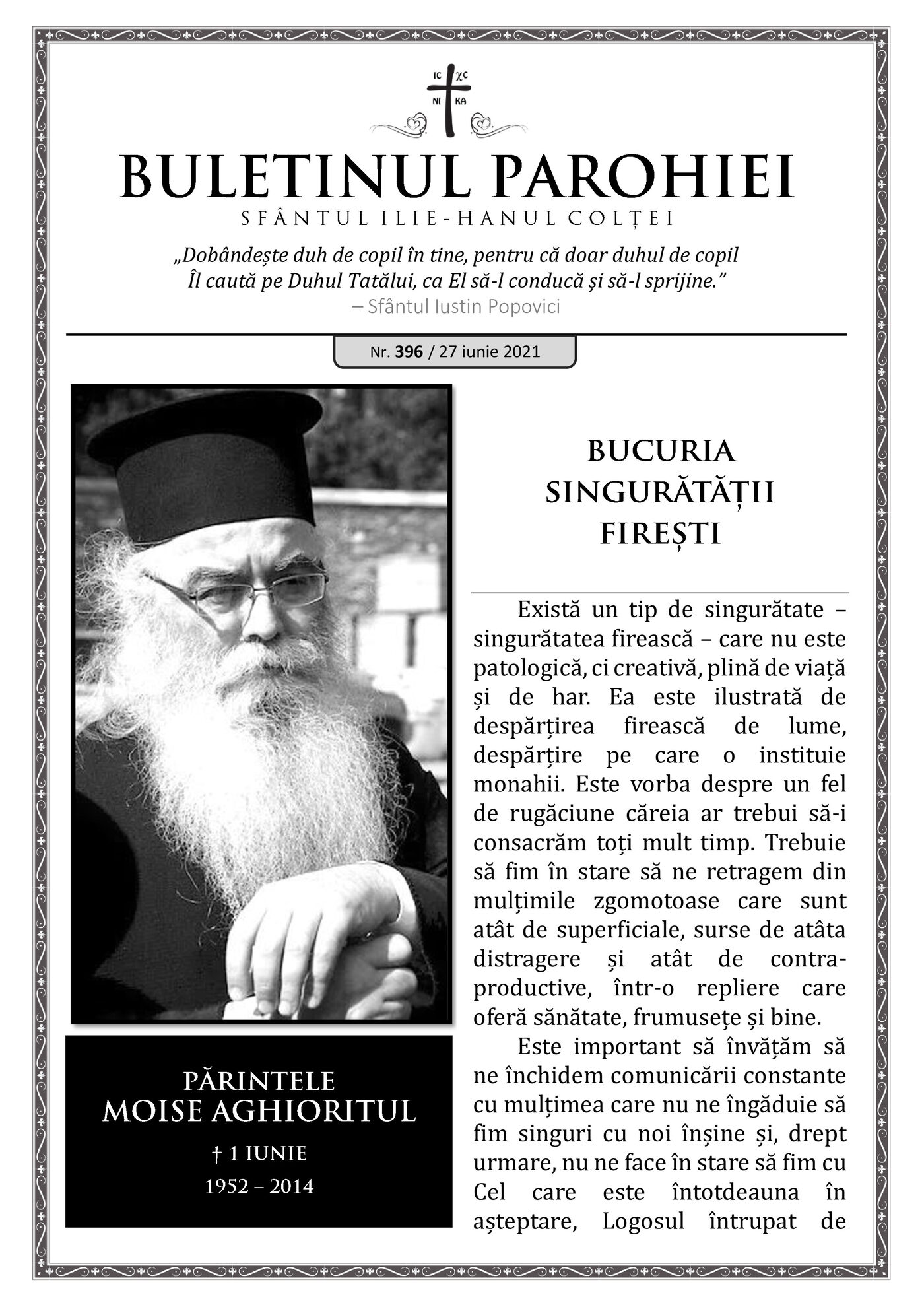 Pagina întâi a numărului 396