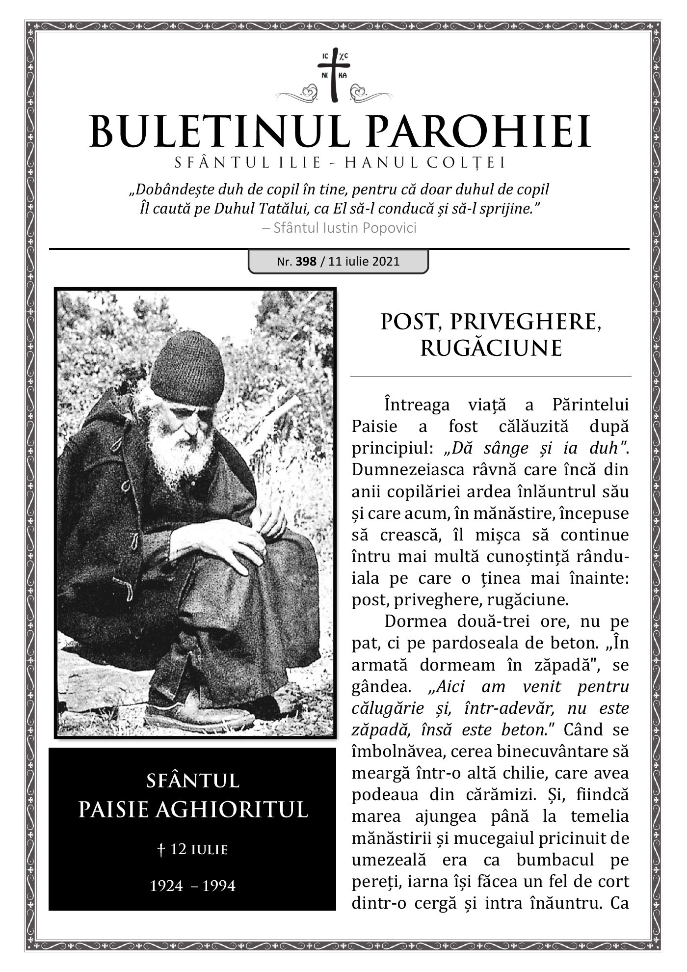Pagina întâi a numărului 398