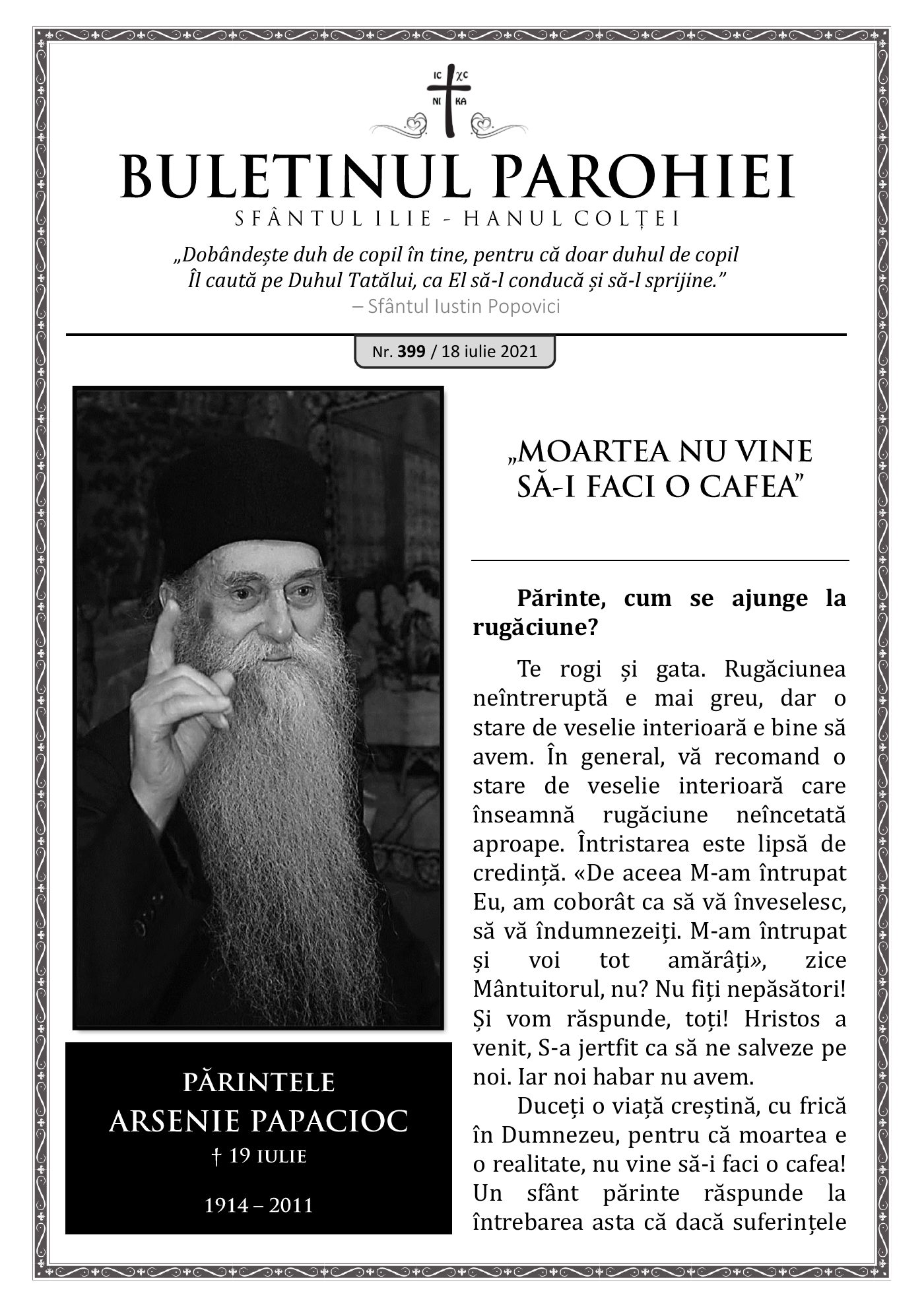 Pagina întâi a numărului 399