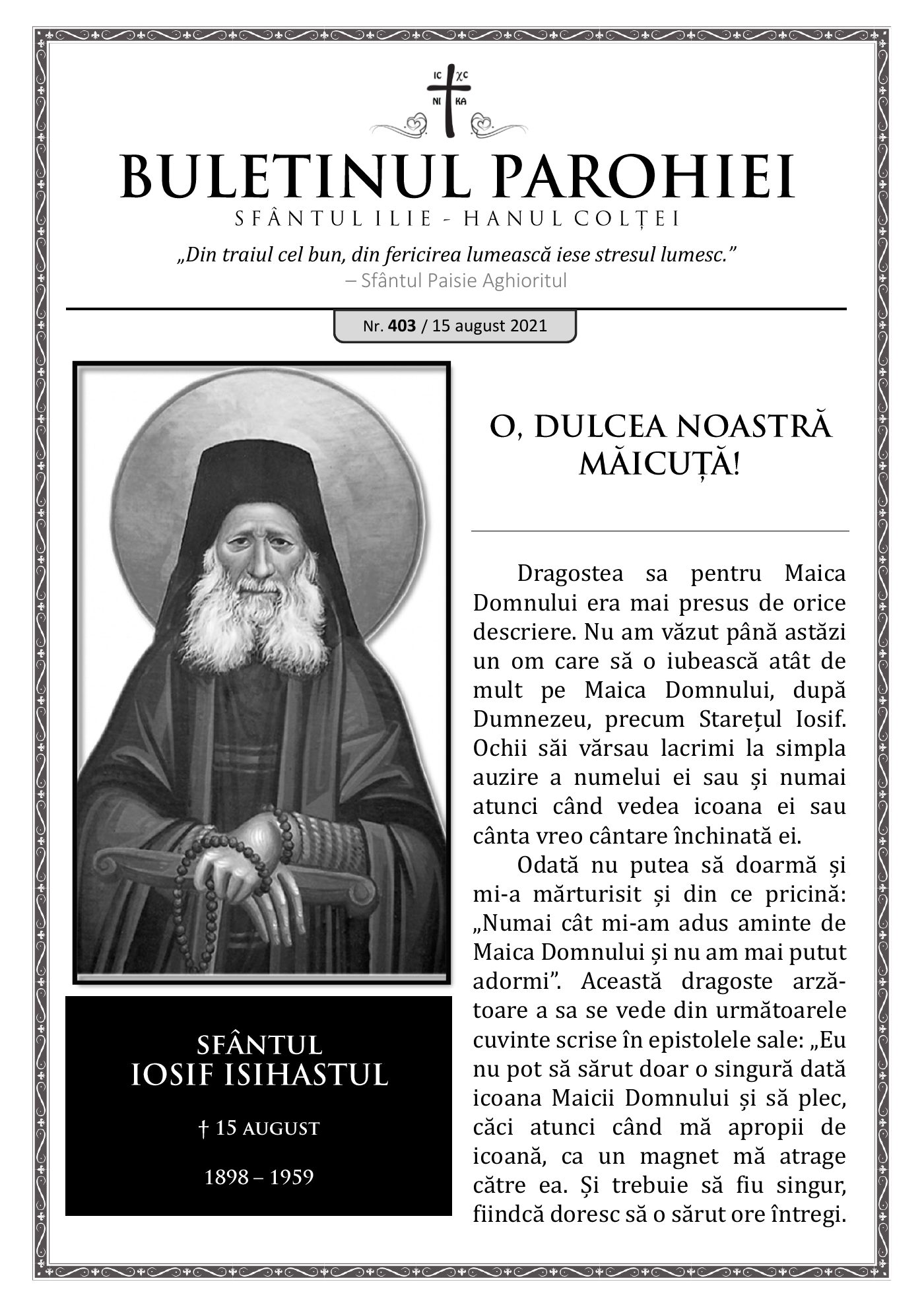 Pagina întâi a numărului 403