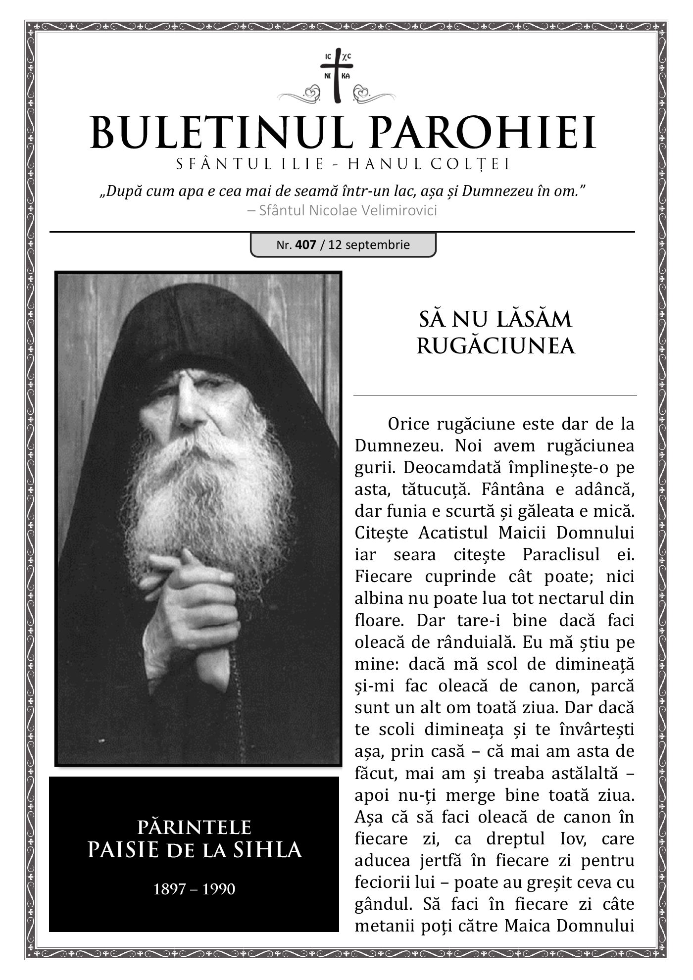 Pagina întâi a numărului 407