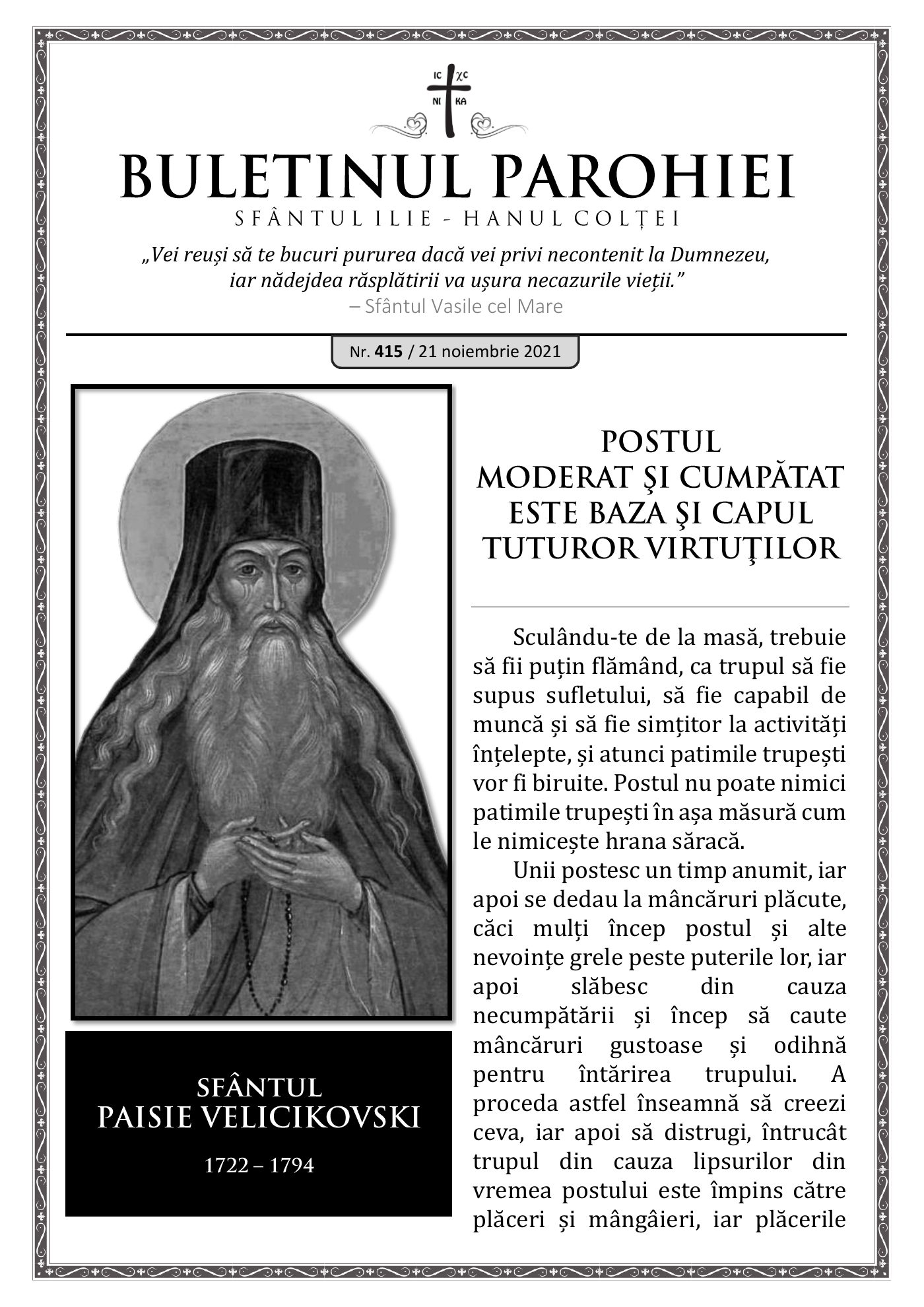 Pagina întâi a numărului 415