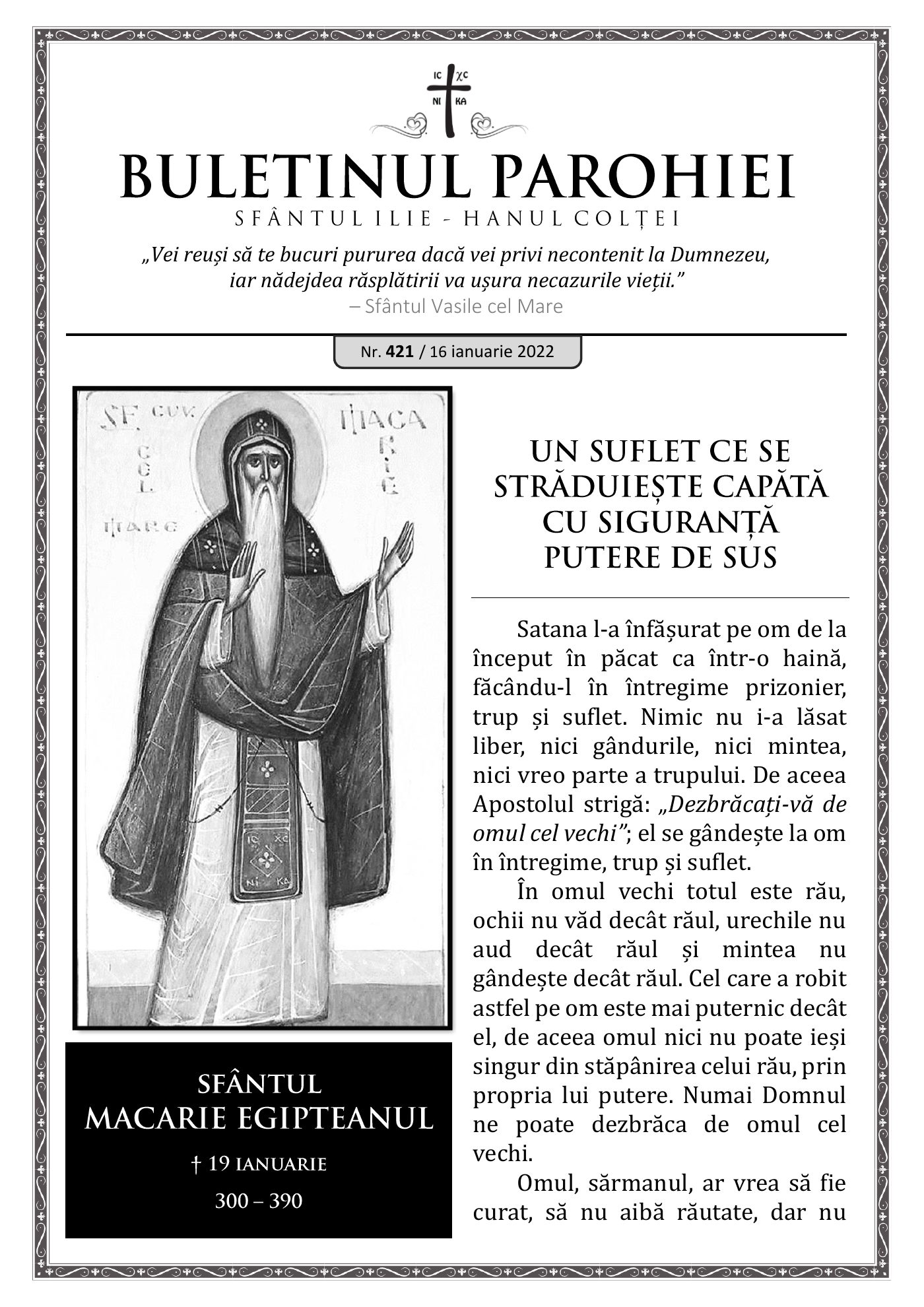 Pagina întâi a numărului 421