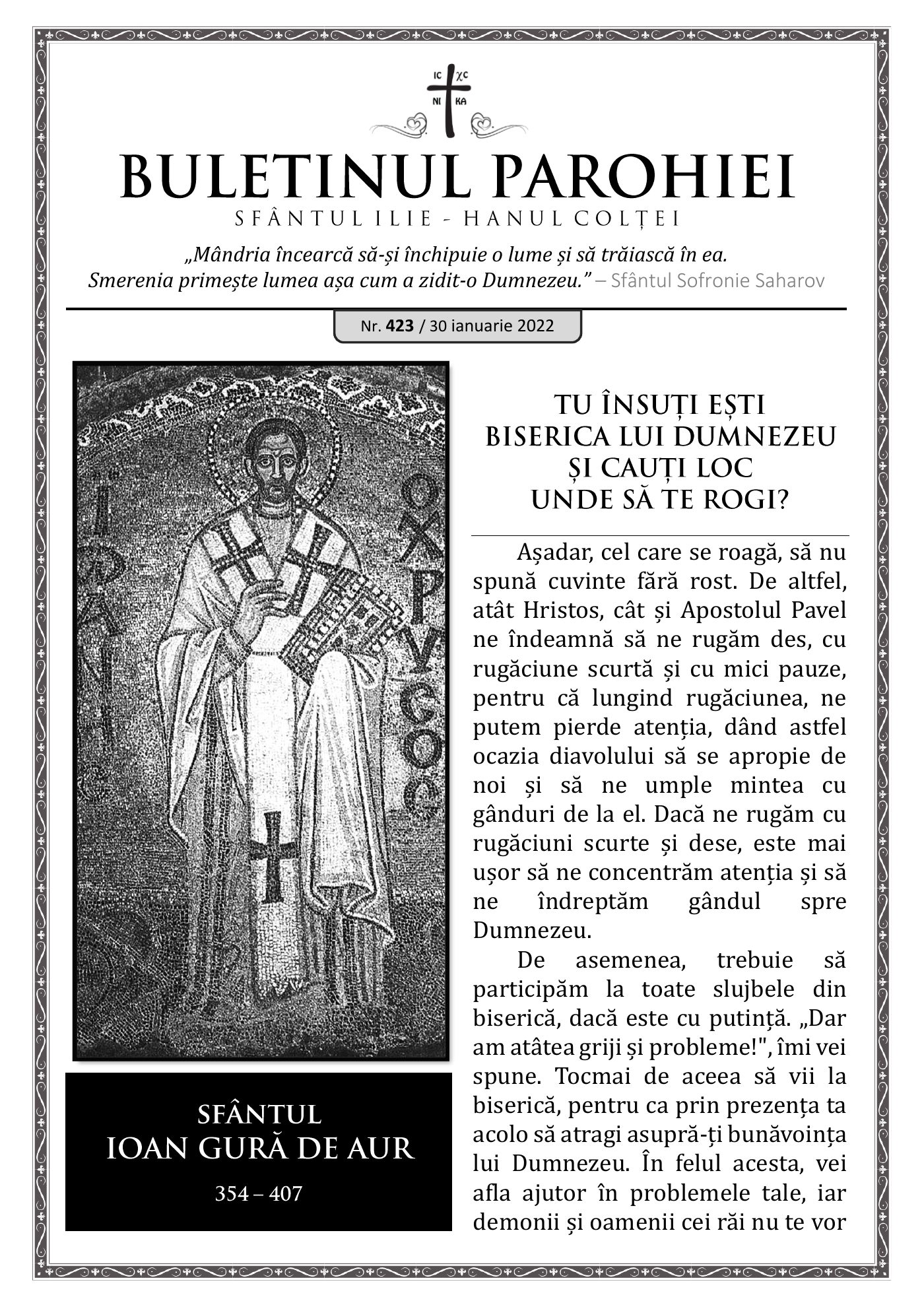 Pagina întâi a numărului 423