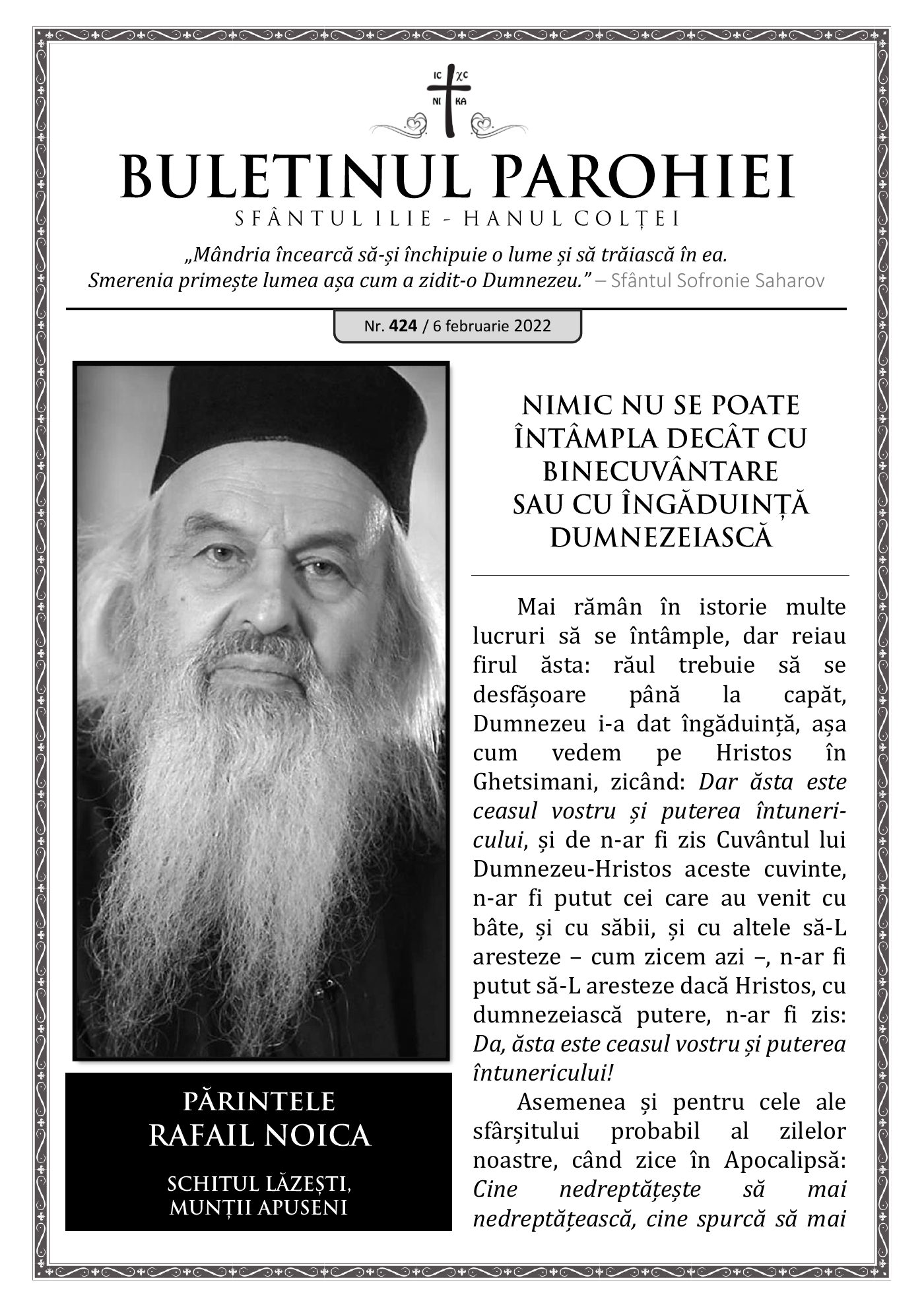 Pagina întâi a numărului 424
