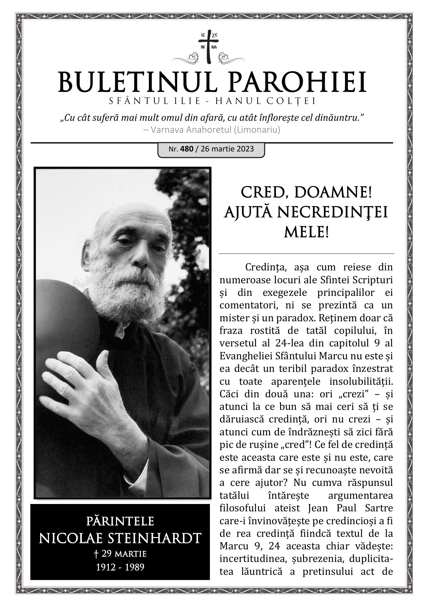 Pagina întâi a numărului 480