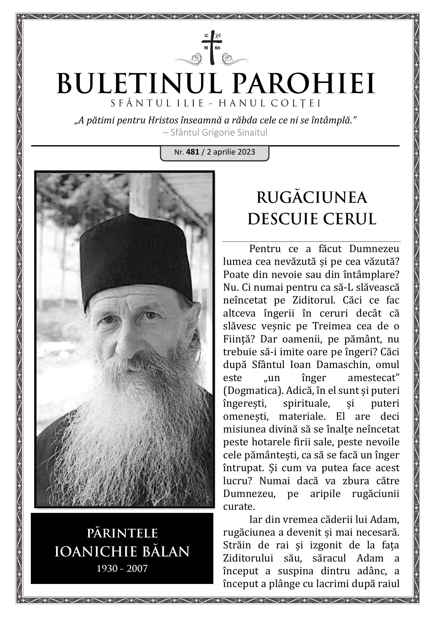 Pagina întâi a numărului 481