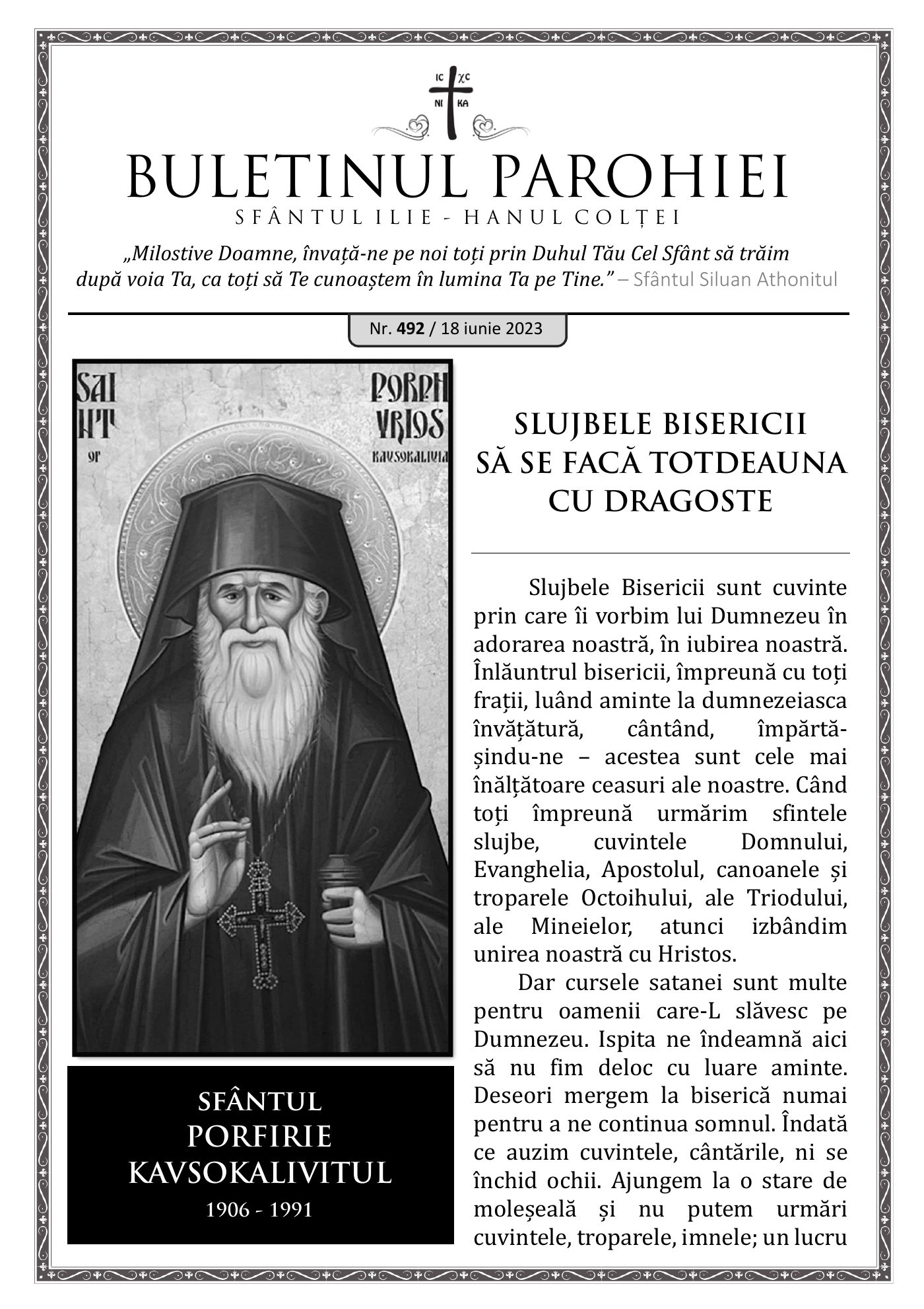 Pagina întâi a numărului 492