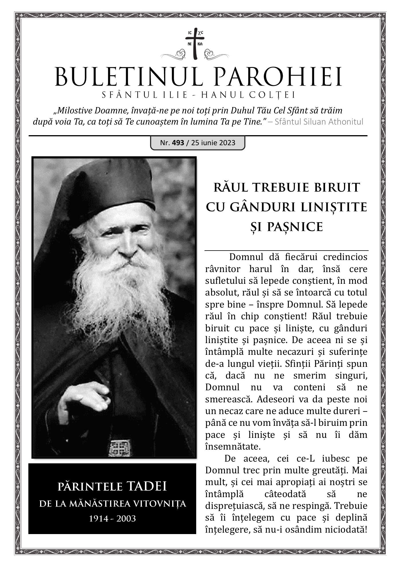 Pagina întâi a numărului 493