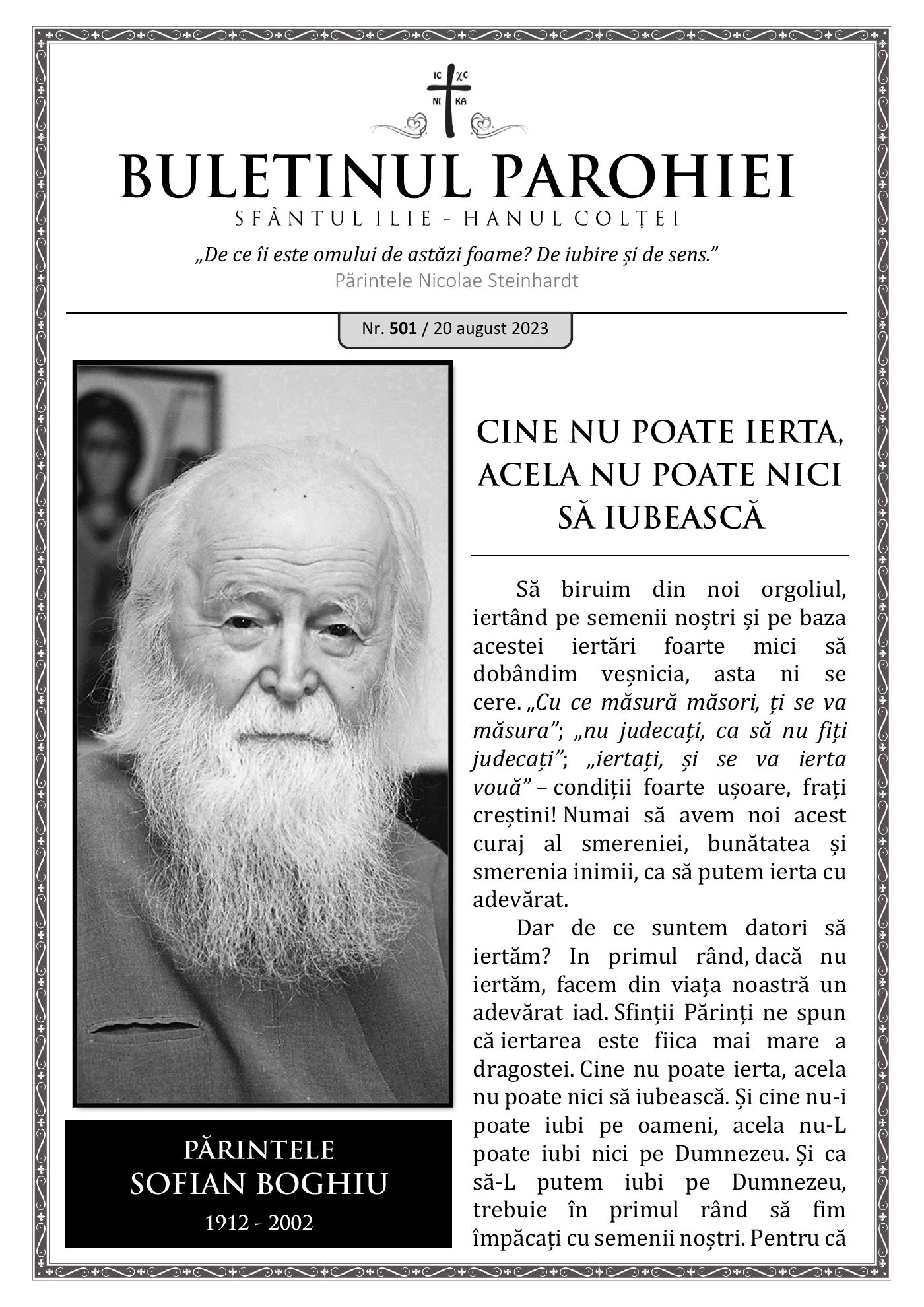 Pagina întâi a numărului 501
