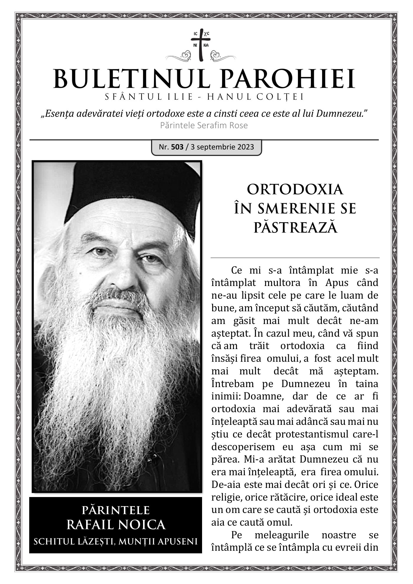Pagina întâi a numărului 503