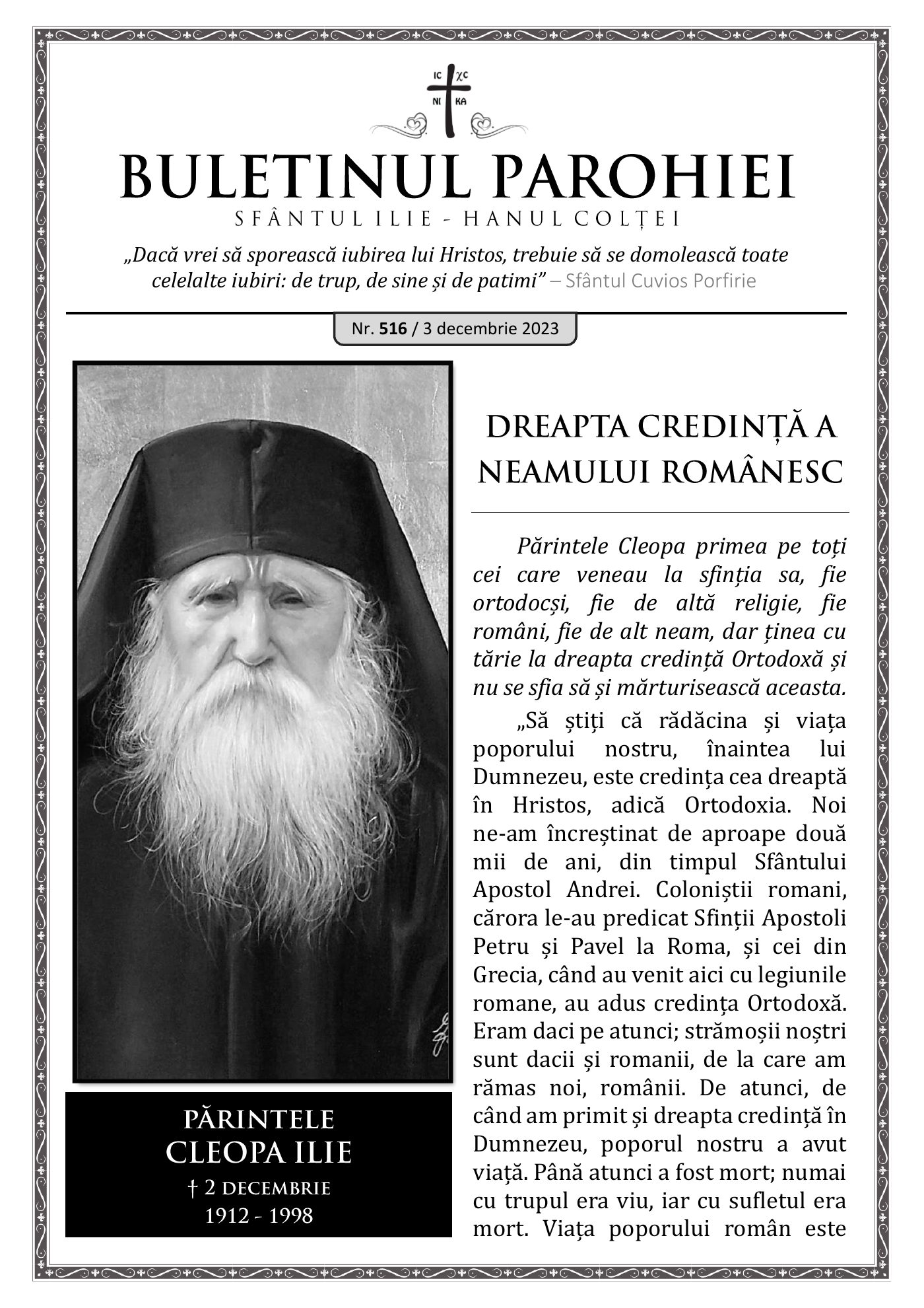 Pagina întâi a numărului 516