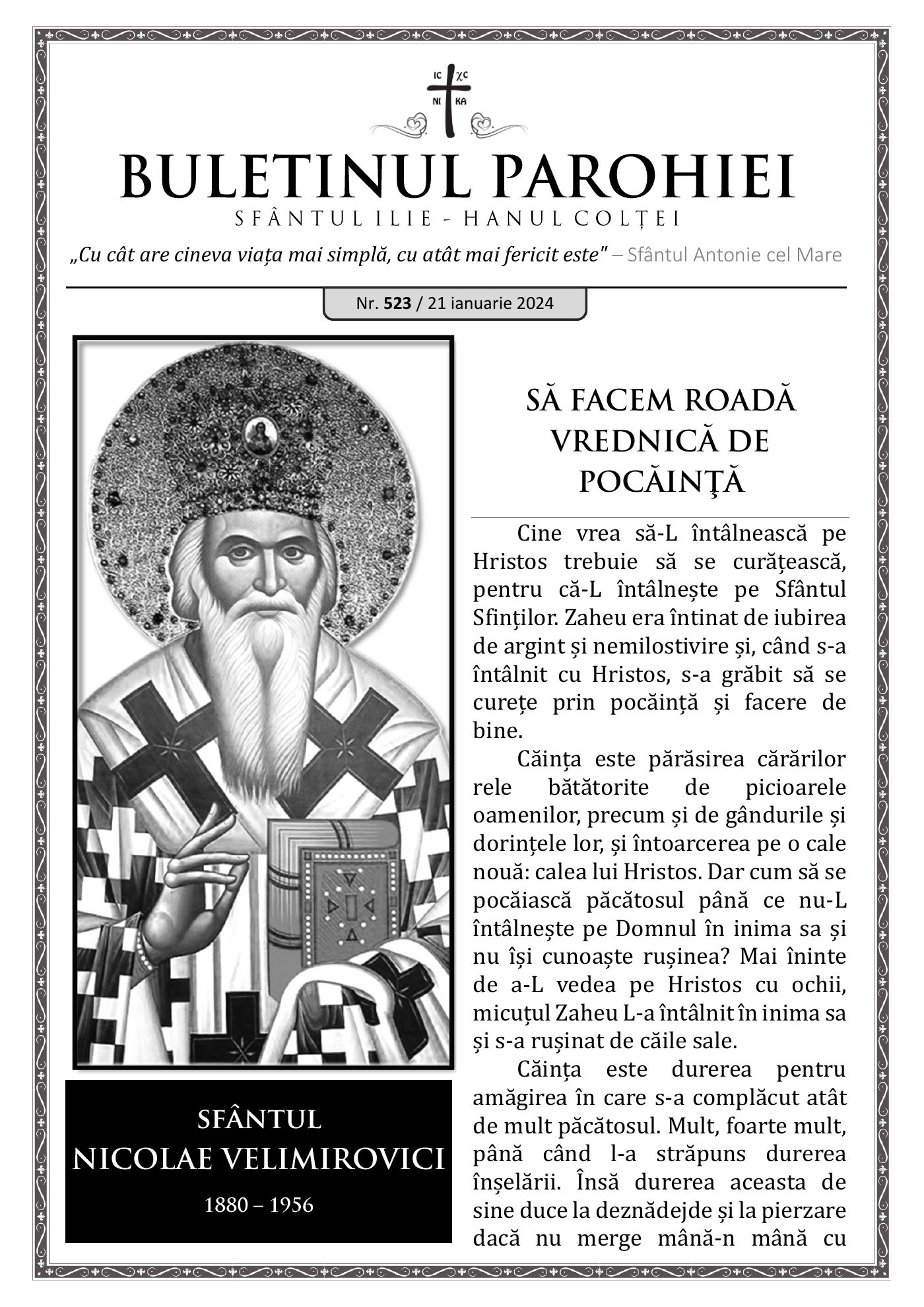 Pagina întâi a numărului 523