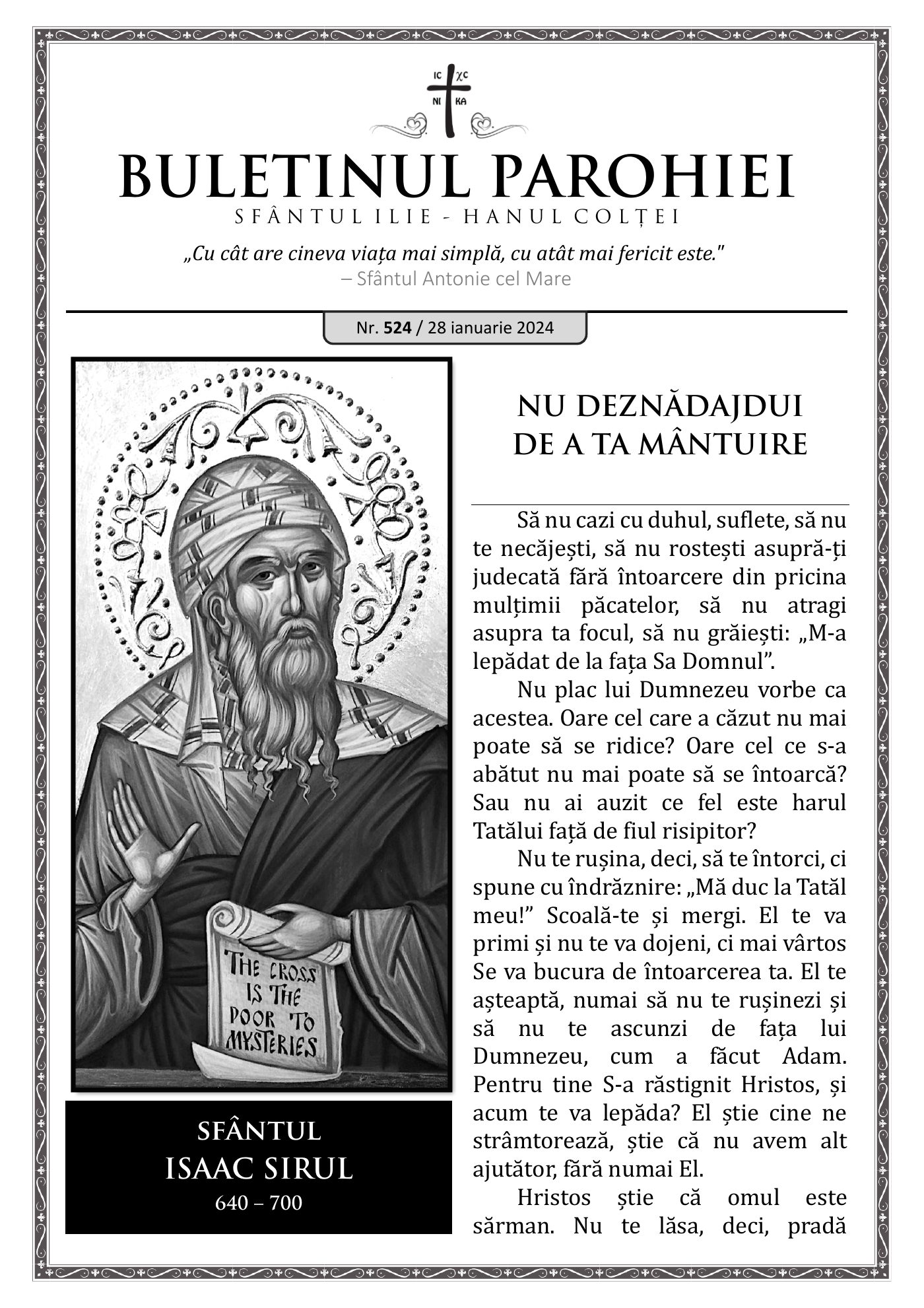 Pagina întâi a numărului 524