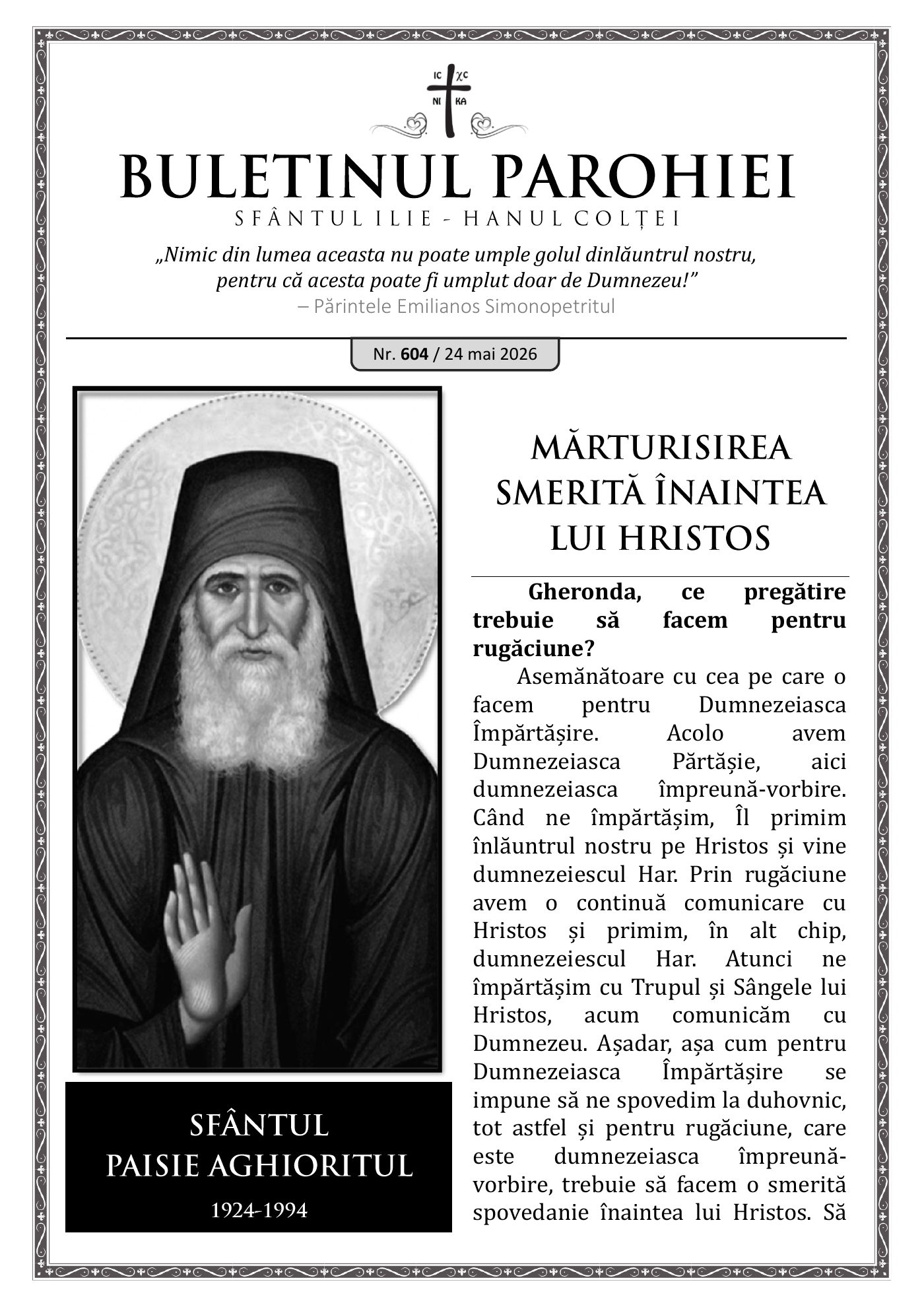 Pagina întâi a numărului 604